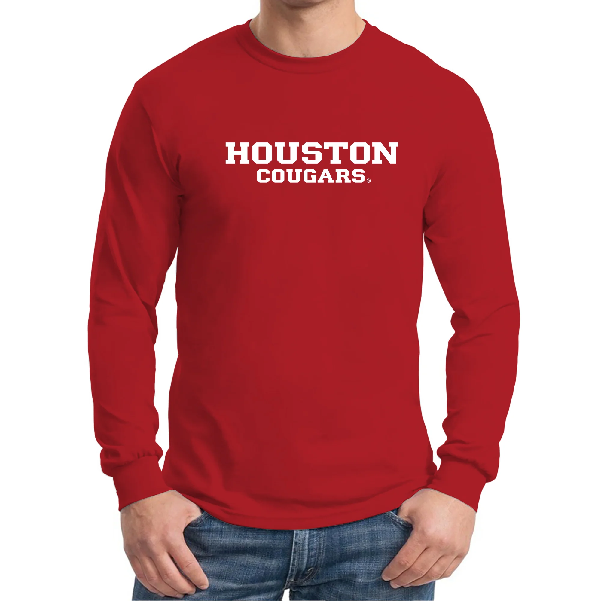 University of Houston Cougars Basic Block Long Sleeve T-Shirt - Red - Image 4