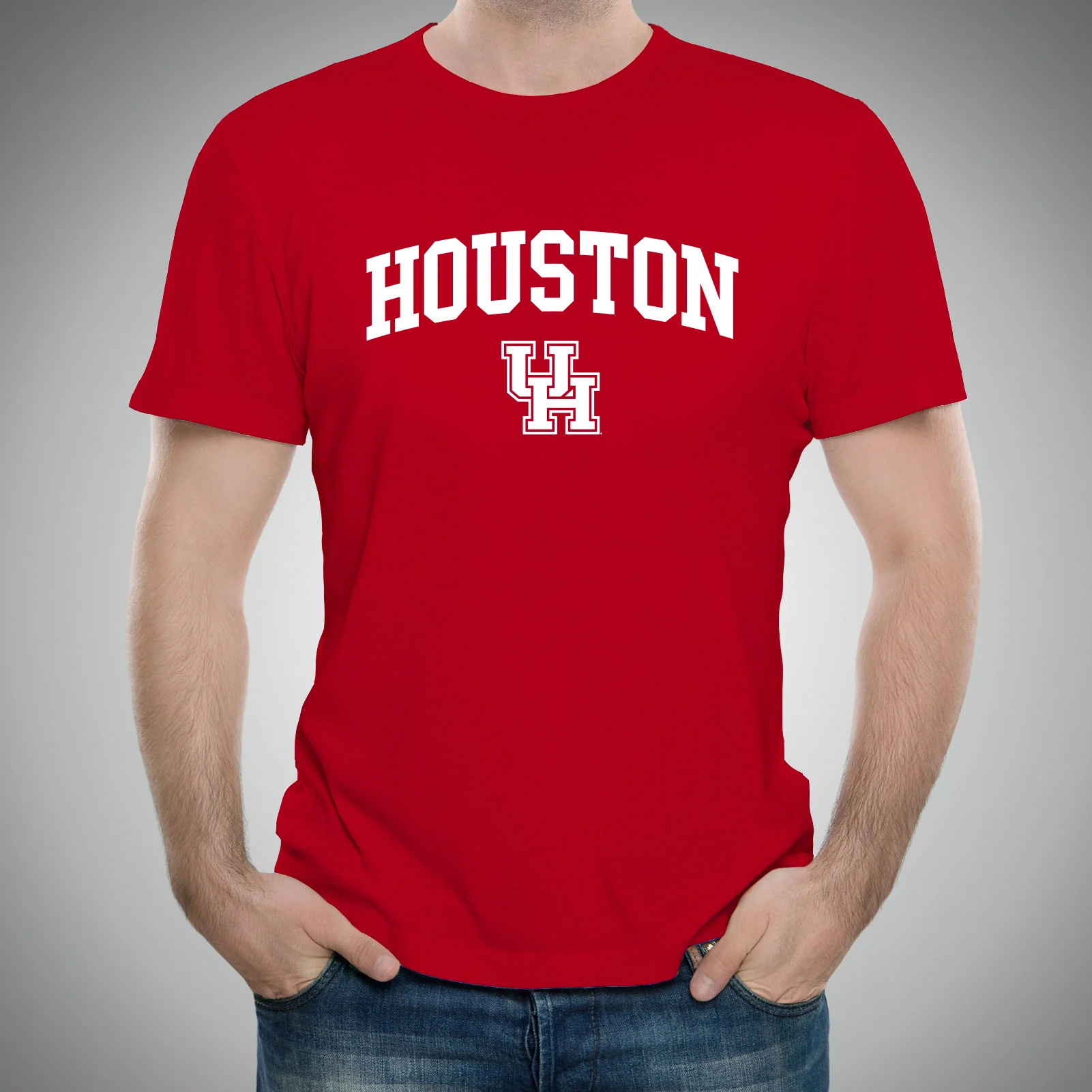 University of Houston Cougars Arch Logo Short Sleeve T Shirt - Red - Image 4