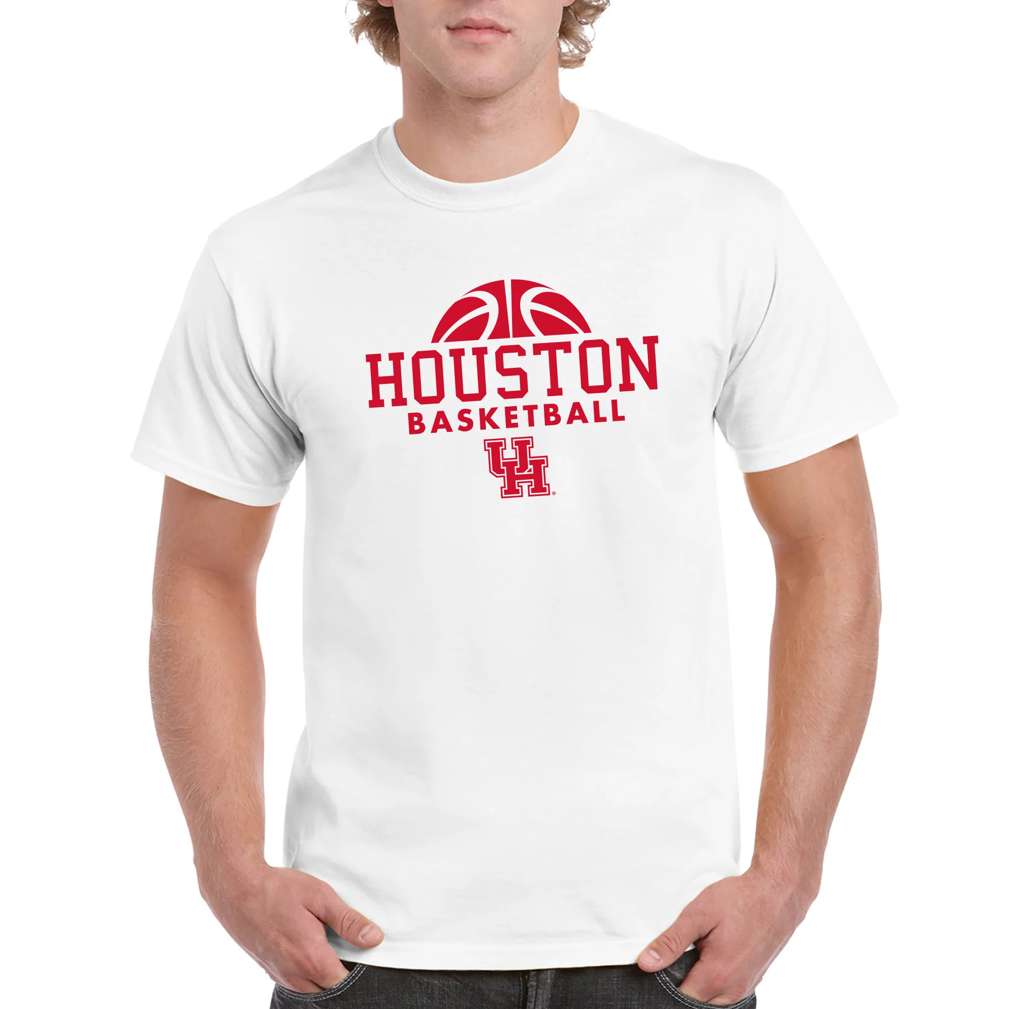 University of Houston Cougars Basketball Hype Short Sleeve T Shirt - White - Image 4