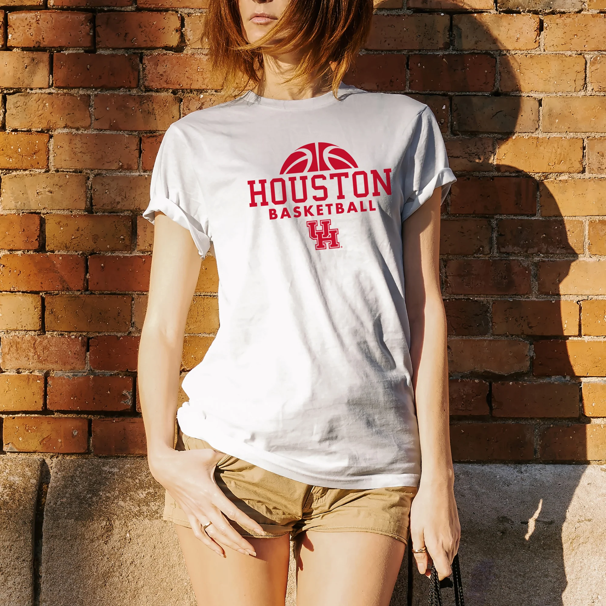University of Houston Cougars Basketball Hype Short Sleeve T Shirt - White - Image 5