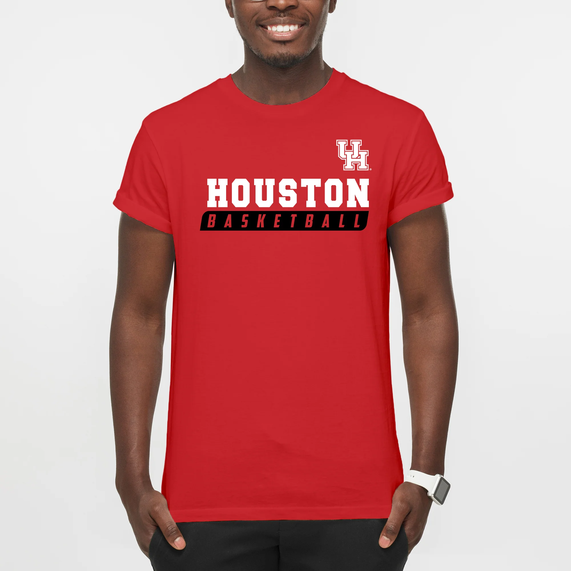 Houston Cougars Basketball Slant T Shirt - Red - Image 4