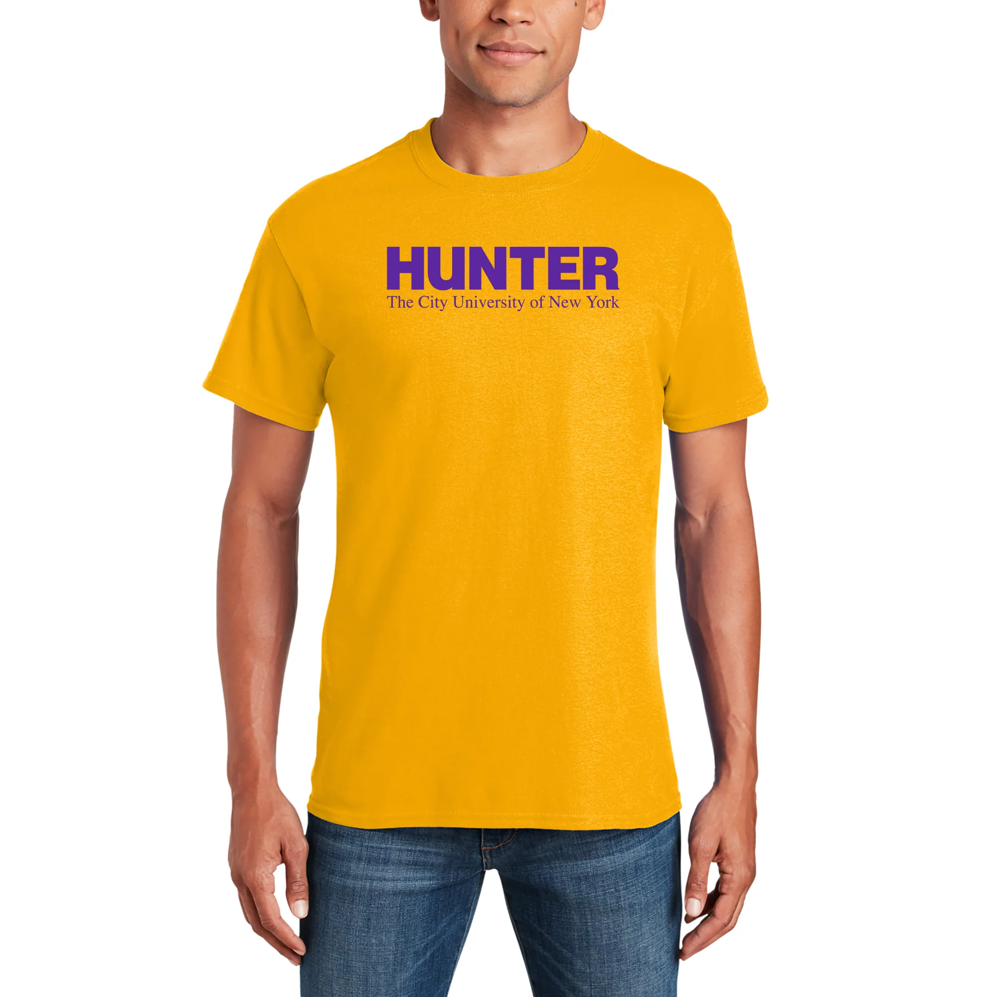 Hunter College Hawks Basic Block T Shirt - Gold - Image 3