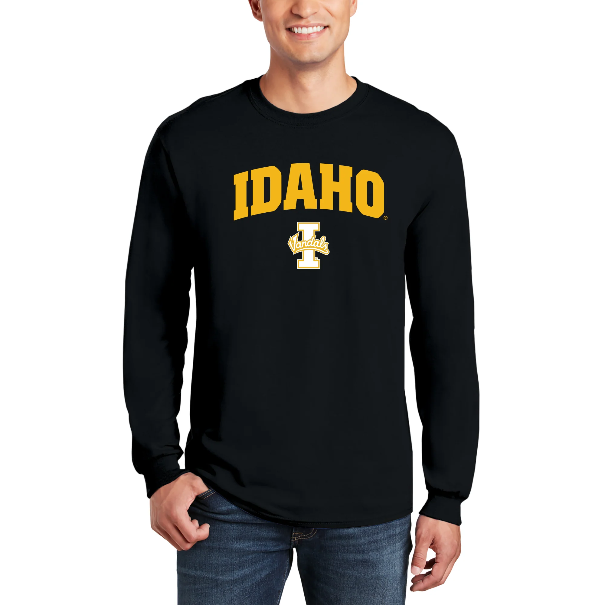 Idaho Vandals Arch Logo Long Sleeve T Shirt - Black - Image 3