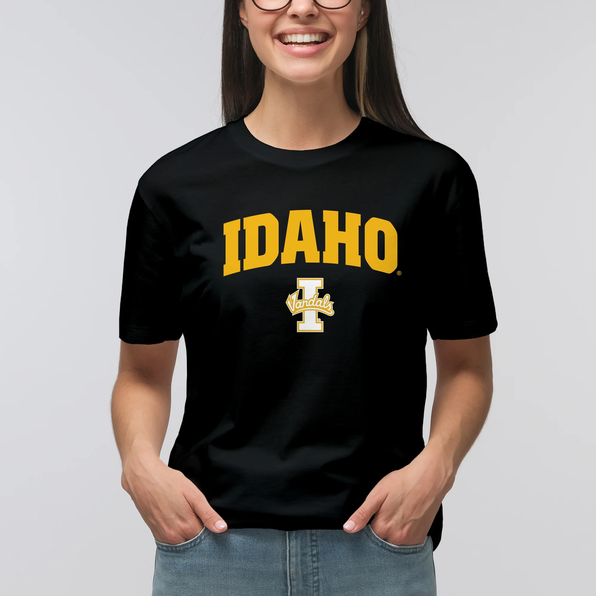 Idaho Vandals Arch Logo T Shirt - Black - Image 4