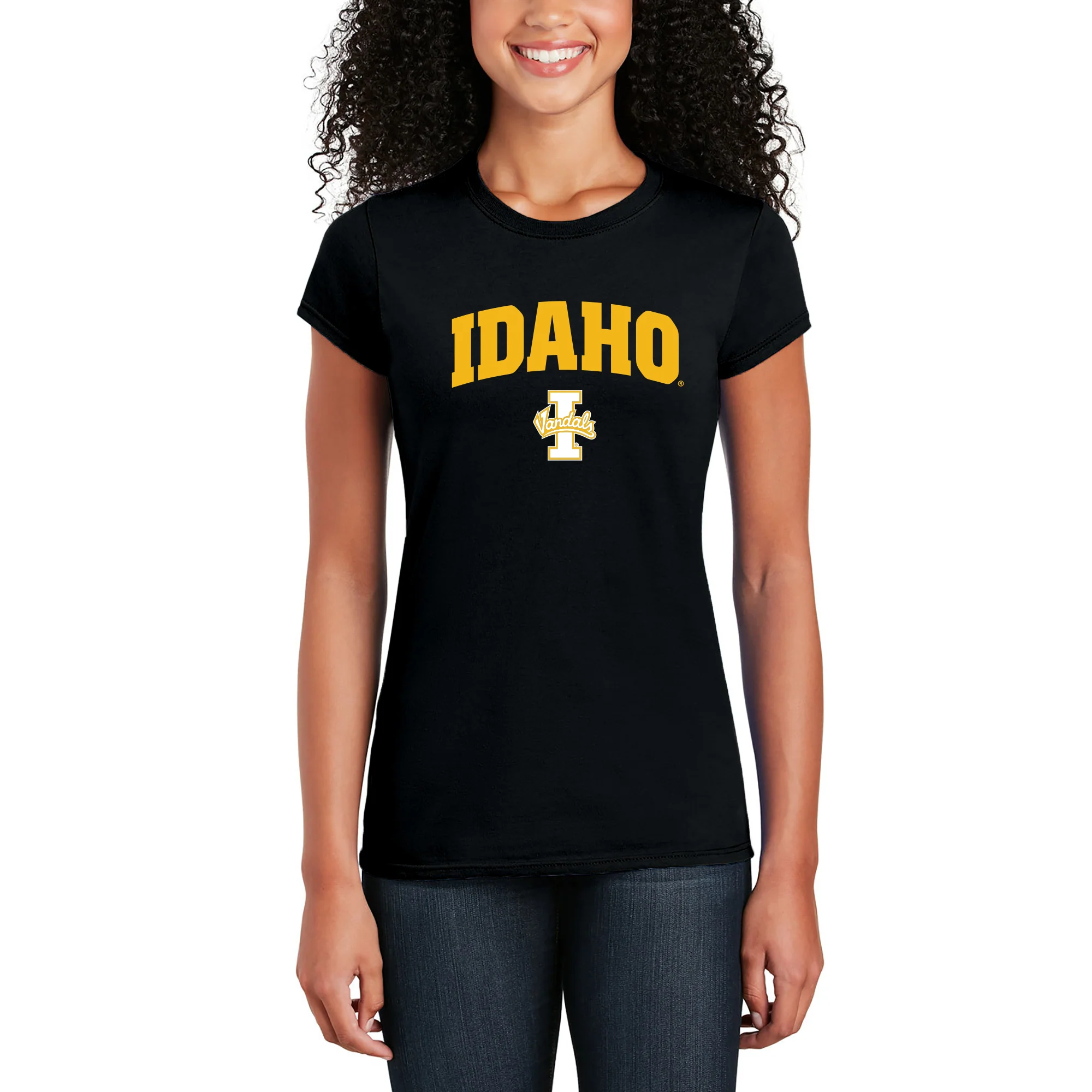 Idaho Vandals Arch Logo Womens T Shirt - Black - Image 3
