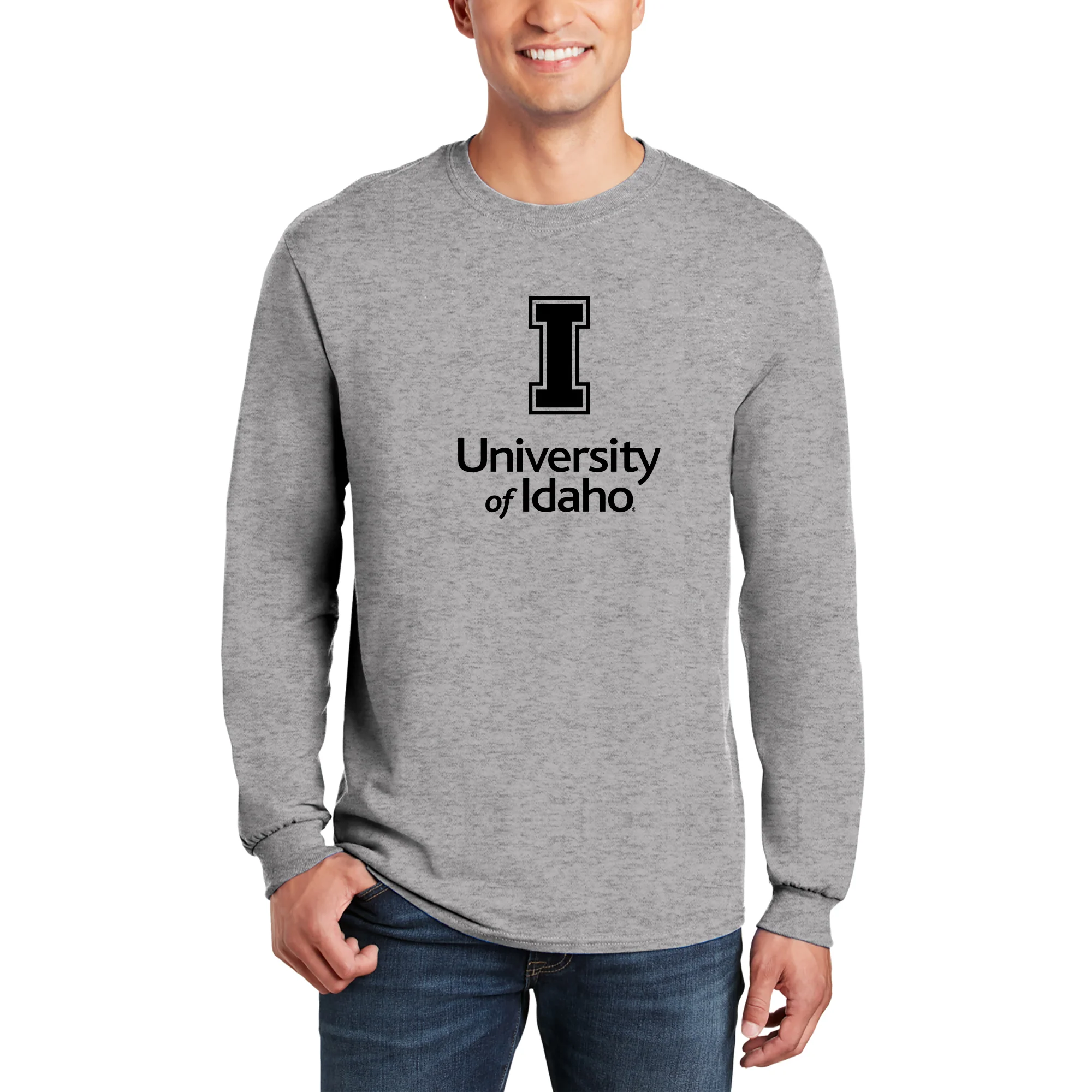 Idaho Vandals Institutional Logo Long Sleeve T Shirt - Sport Grey - Image 3