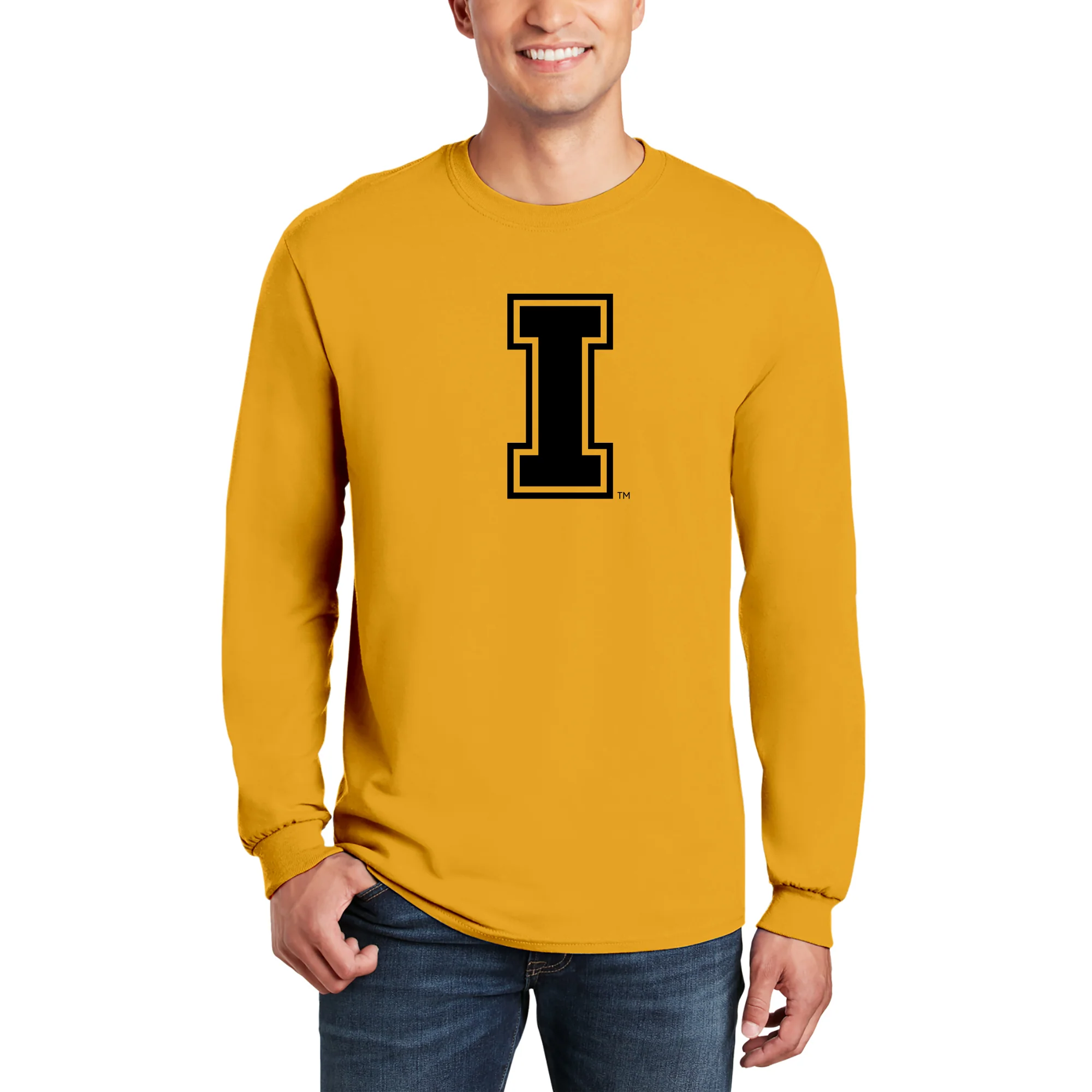 Idaho Vandals Primary Logo Long Sleeve T Shirt - Gold - Image 3