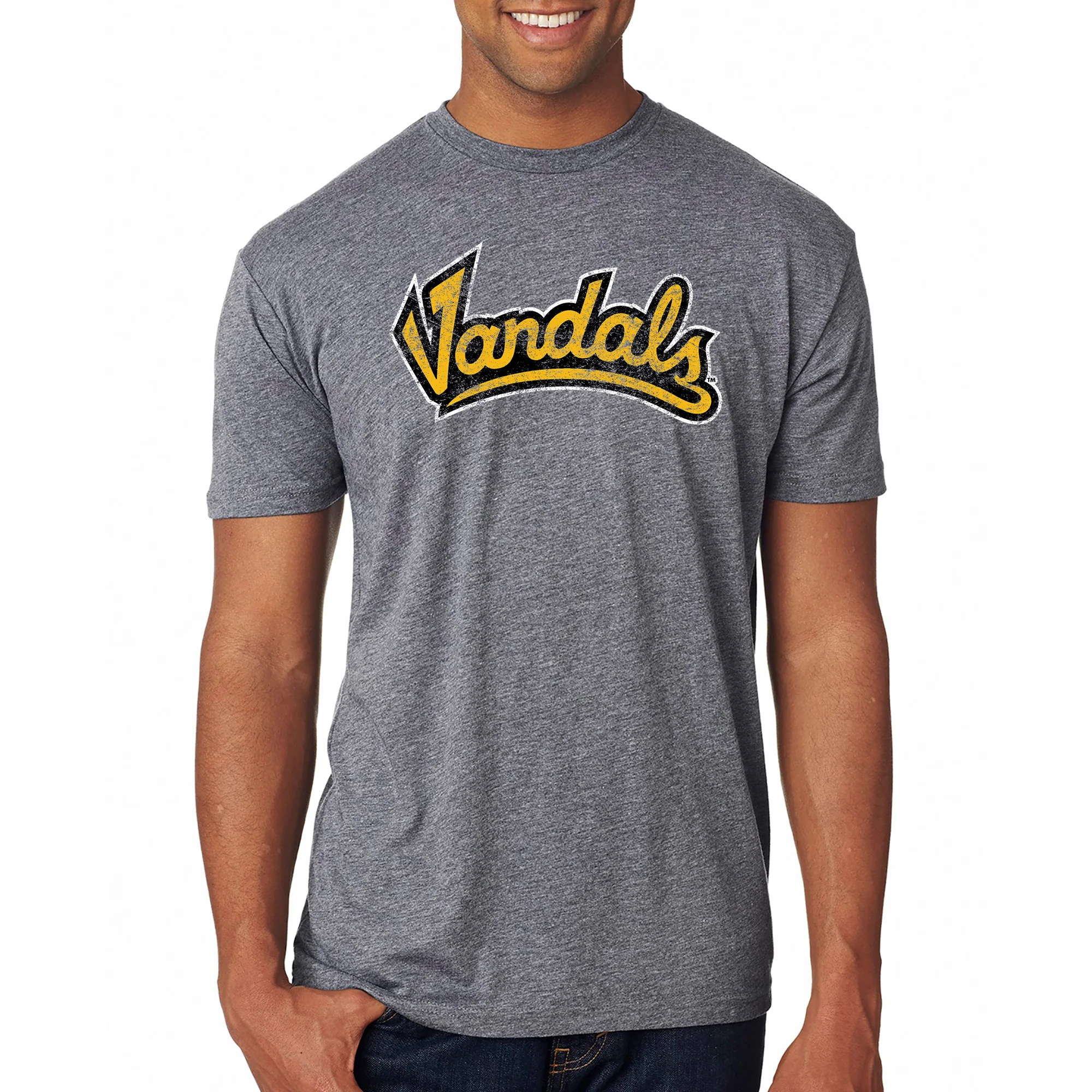 Idaho Vandals Script Logo Triblend T Shirt - Premium Heather - Image 3