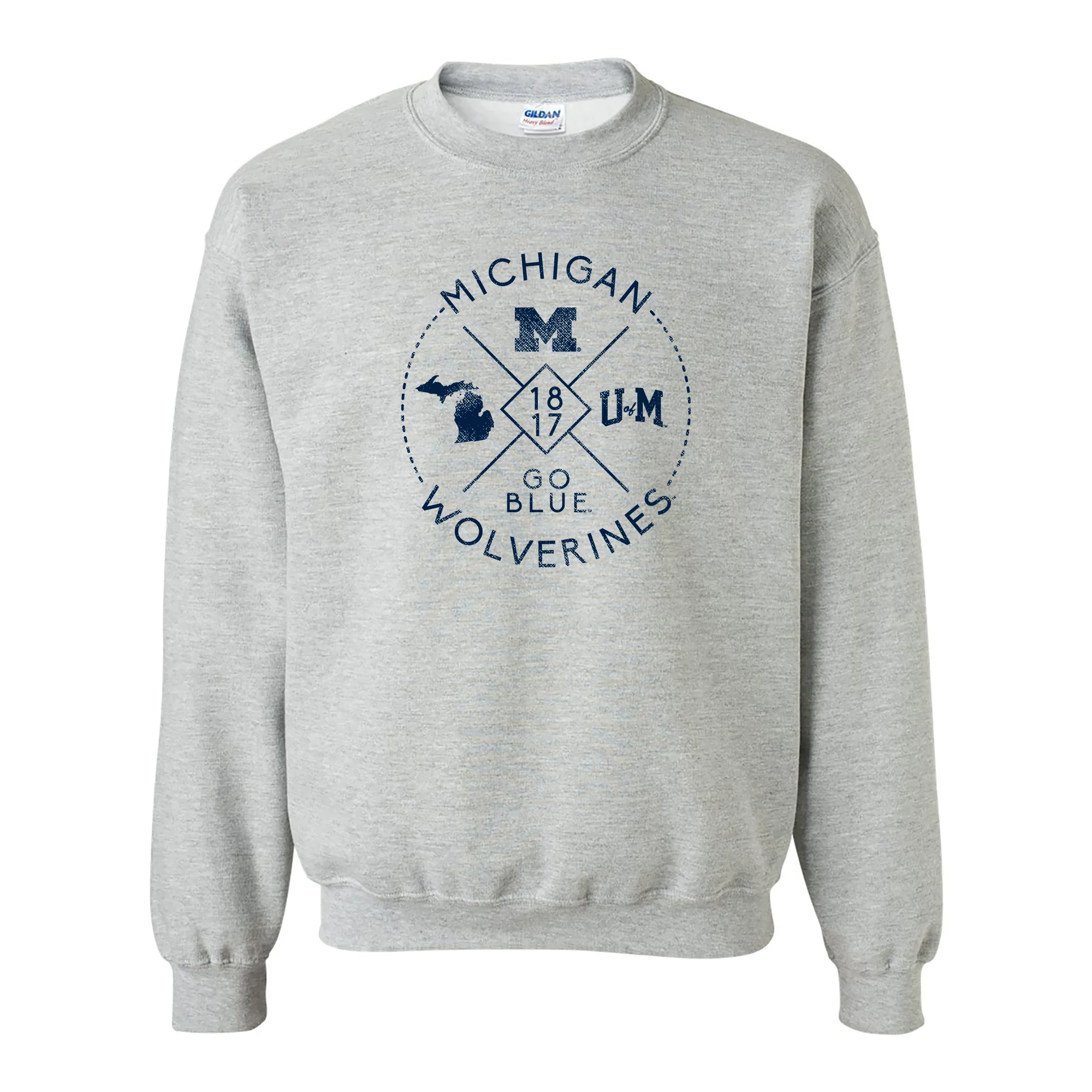 Identity Stamp University of Michigan Heavy Blend Crewneck - Sport Grey