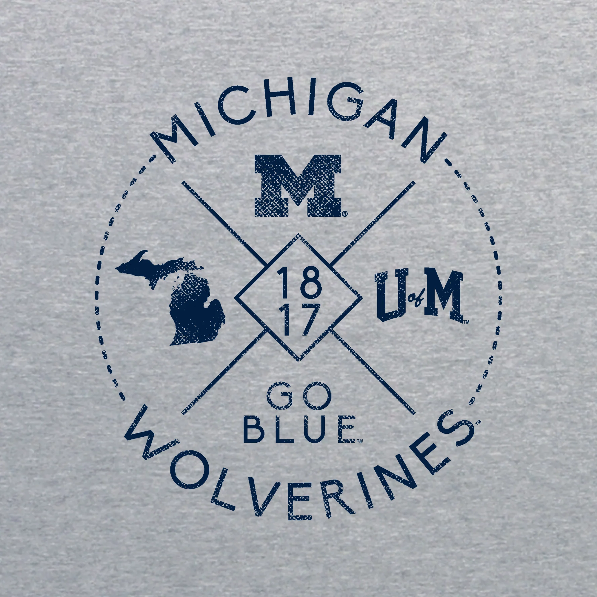 Identity Stamp University of Michigan Heavy Blend Crewneck - Sport Grey - Image 2