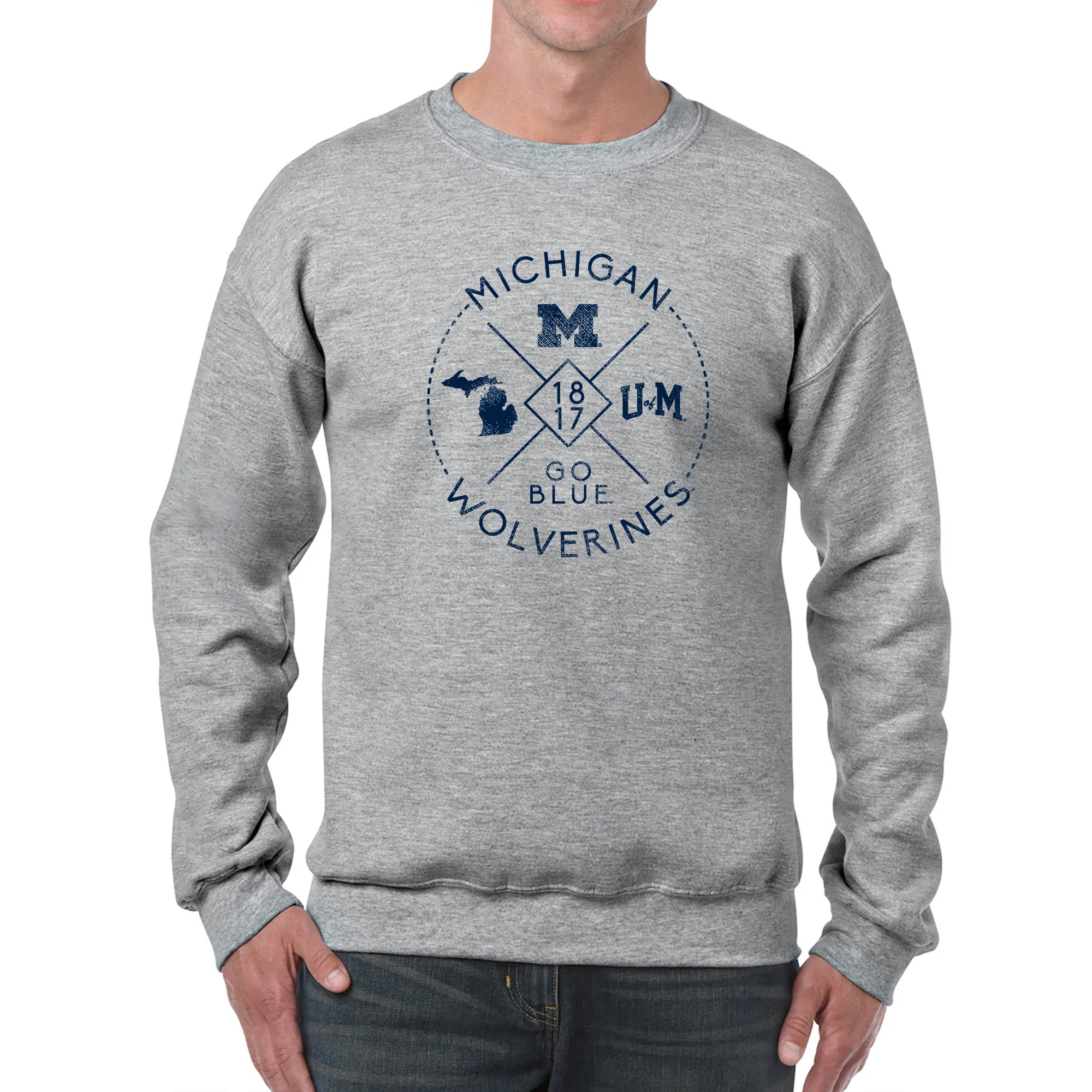 Identity Stamp University of Michigan Heavy Blend Crewneck - Sport Grey - Image 3