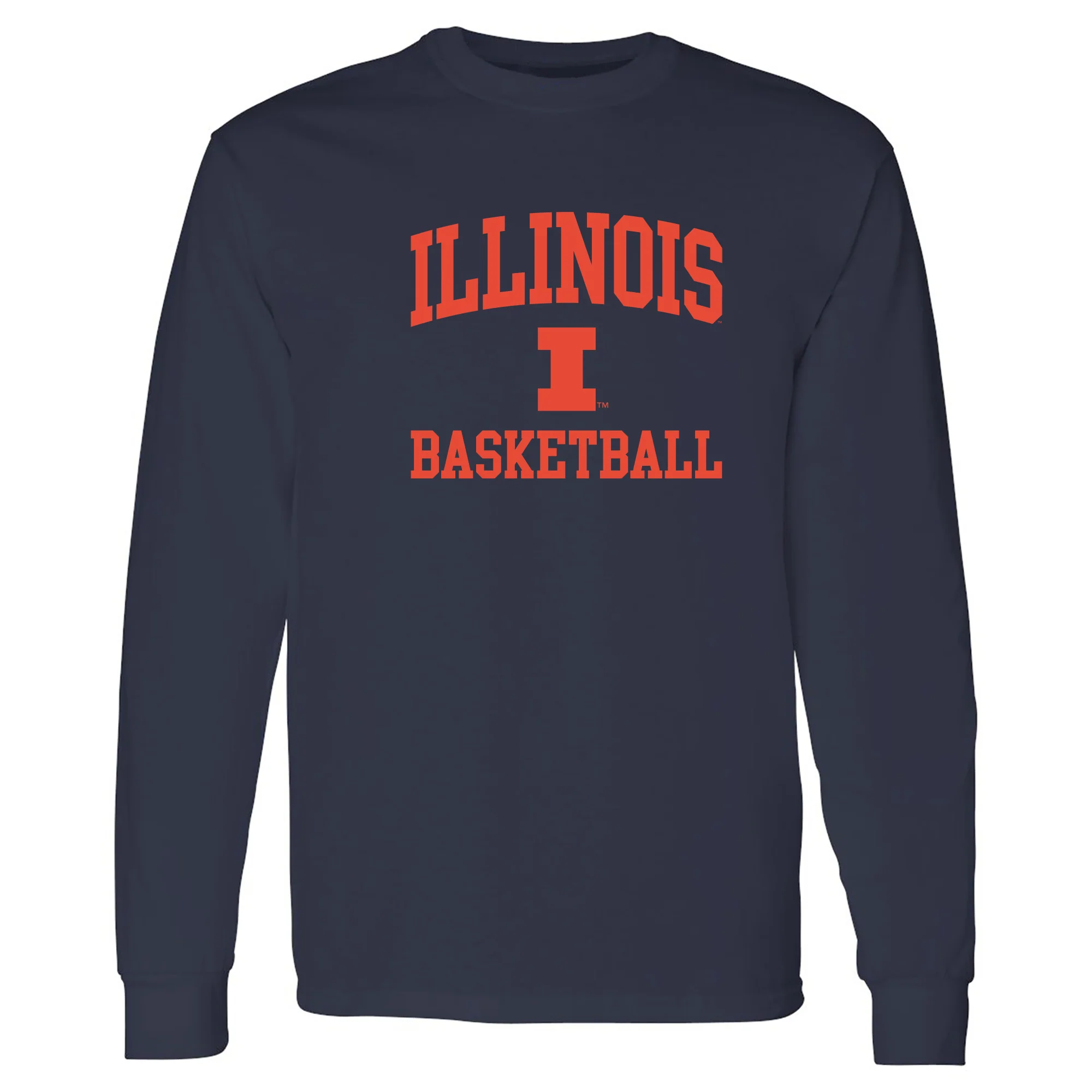 Illinois Arch Logo Basketball Long Sleeve - Navy