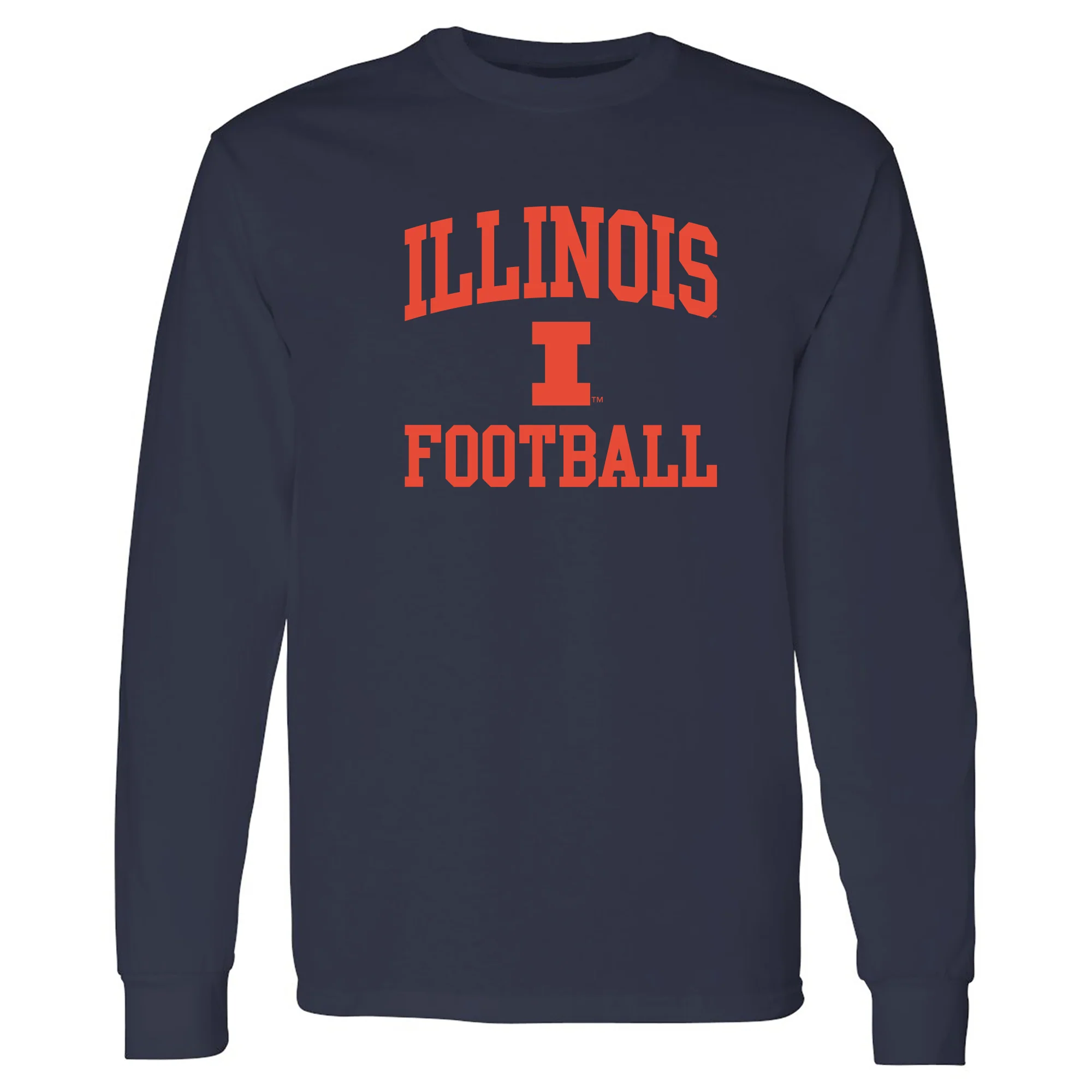 Illinois Arch Logo Football Long Sleeve - Navy