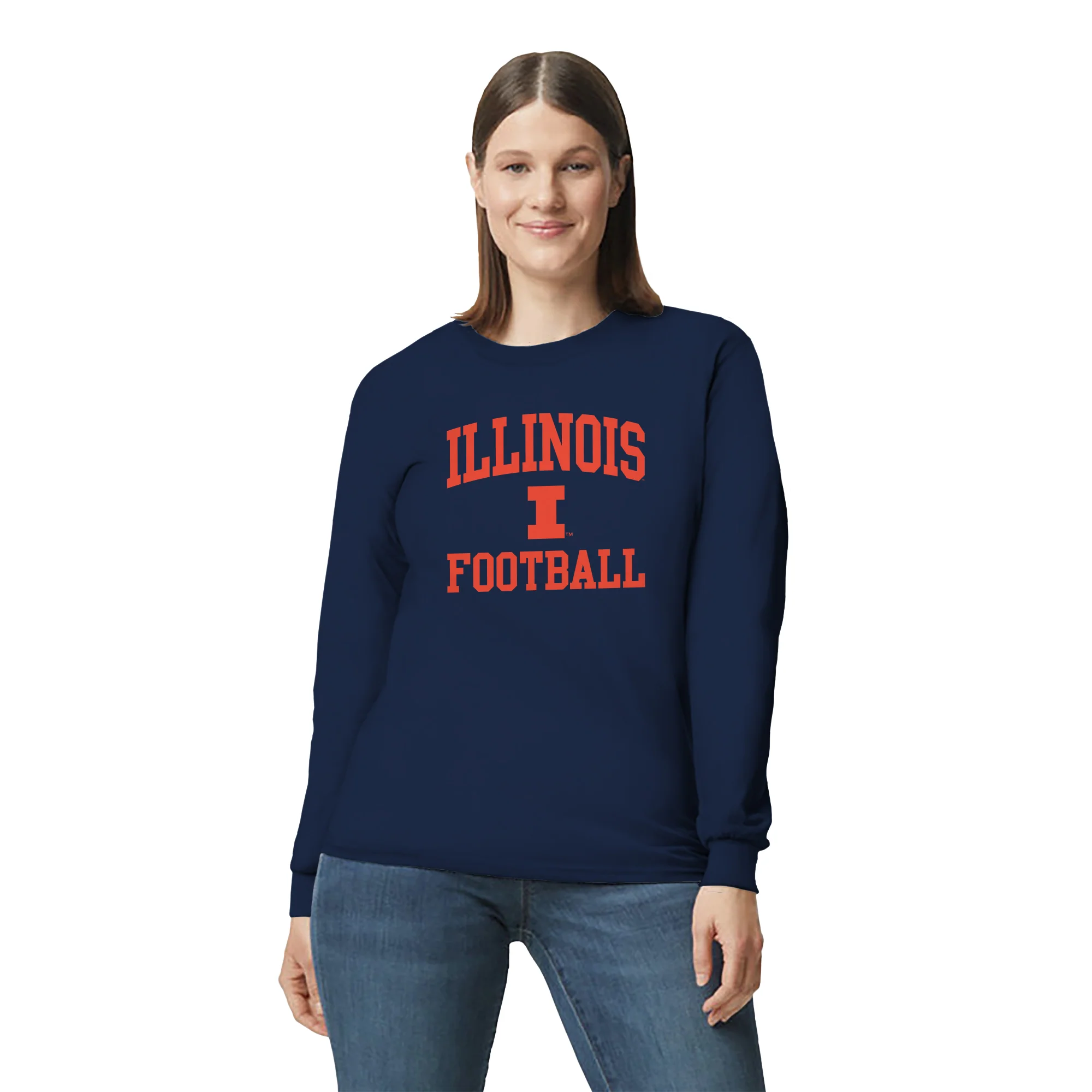 Illinois Arch Logo Football Long Sleeve - Navy - Image 4