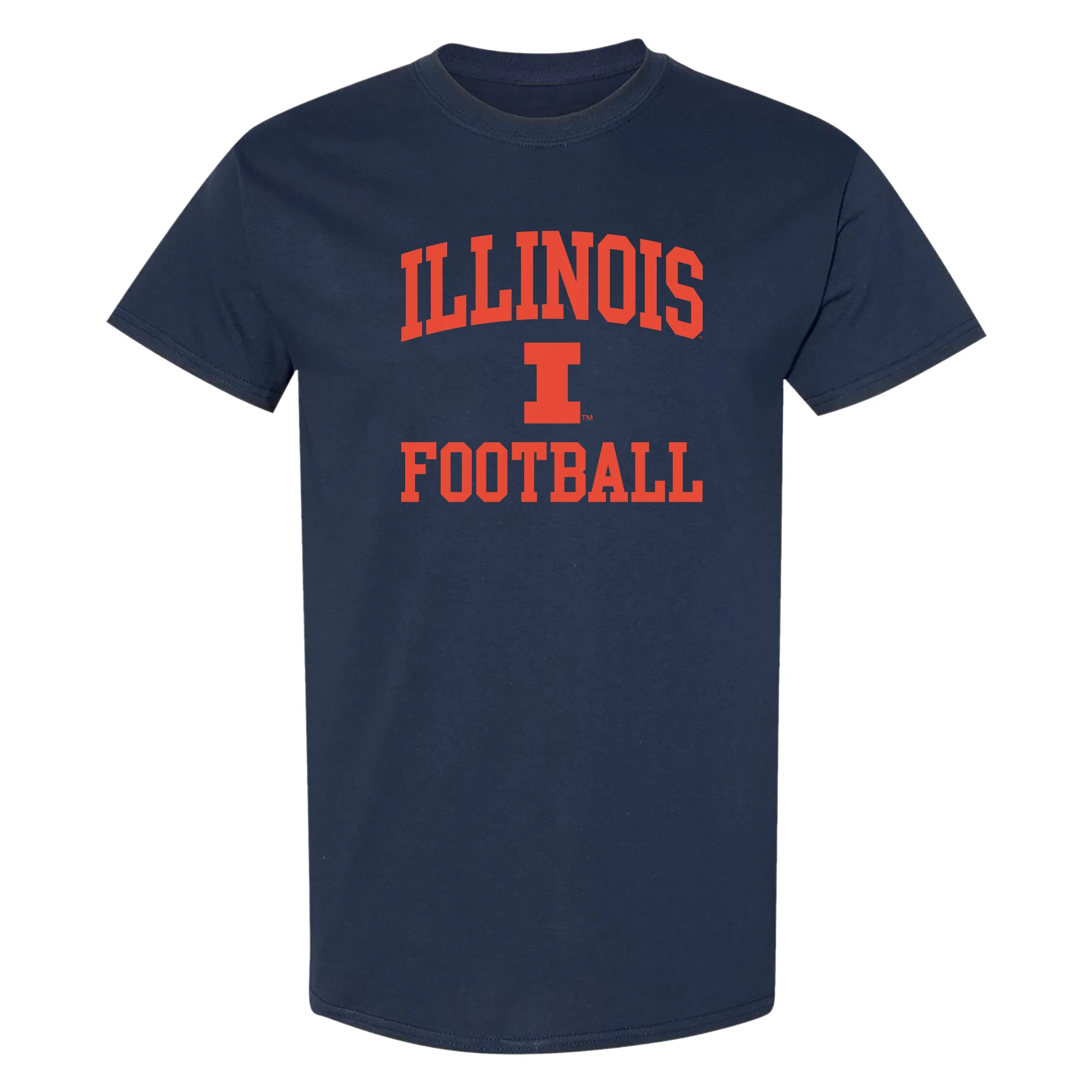Illinois Arch Logo Football T-Shirt - Navy