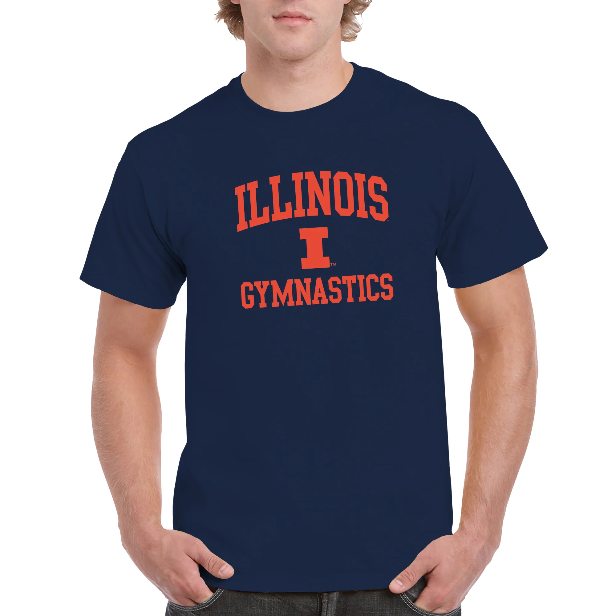 Illinois Arch Logo Gymnastics T-Shirt - Navy - Image 3