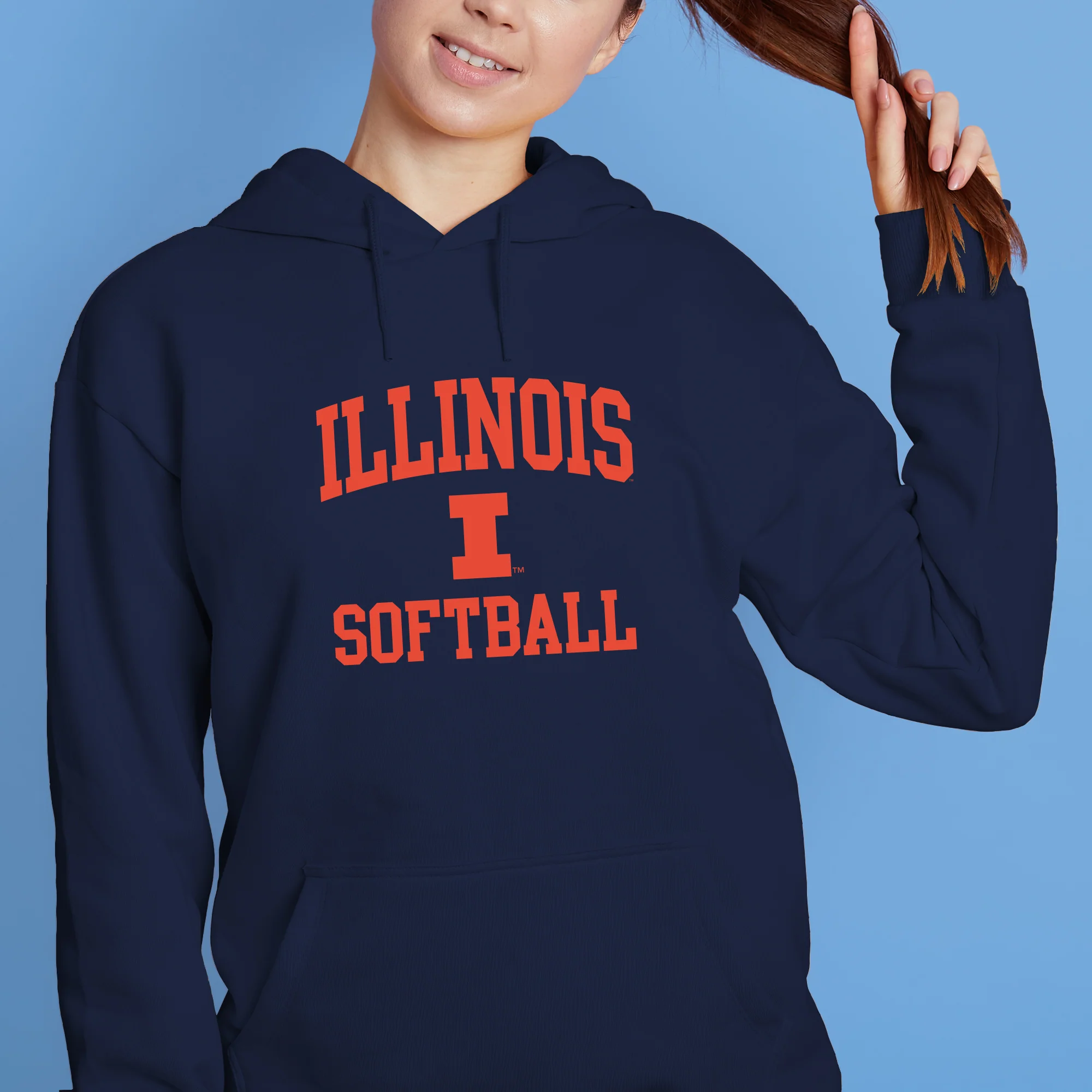Illinois Arch Logo Softball Hoodie - Navy - Image 4