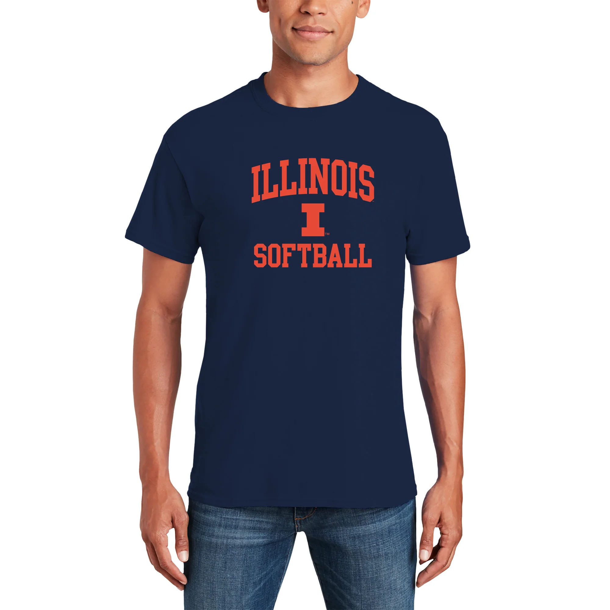 Illinois Arch Logo Softball T-Shirt - Navy - Image 3