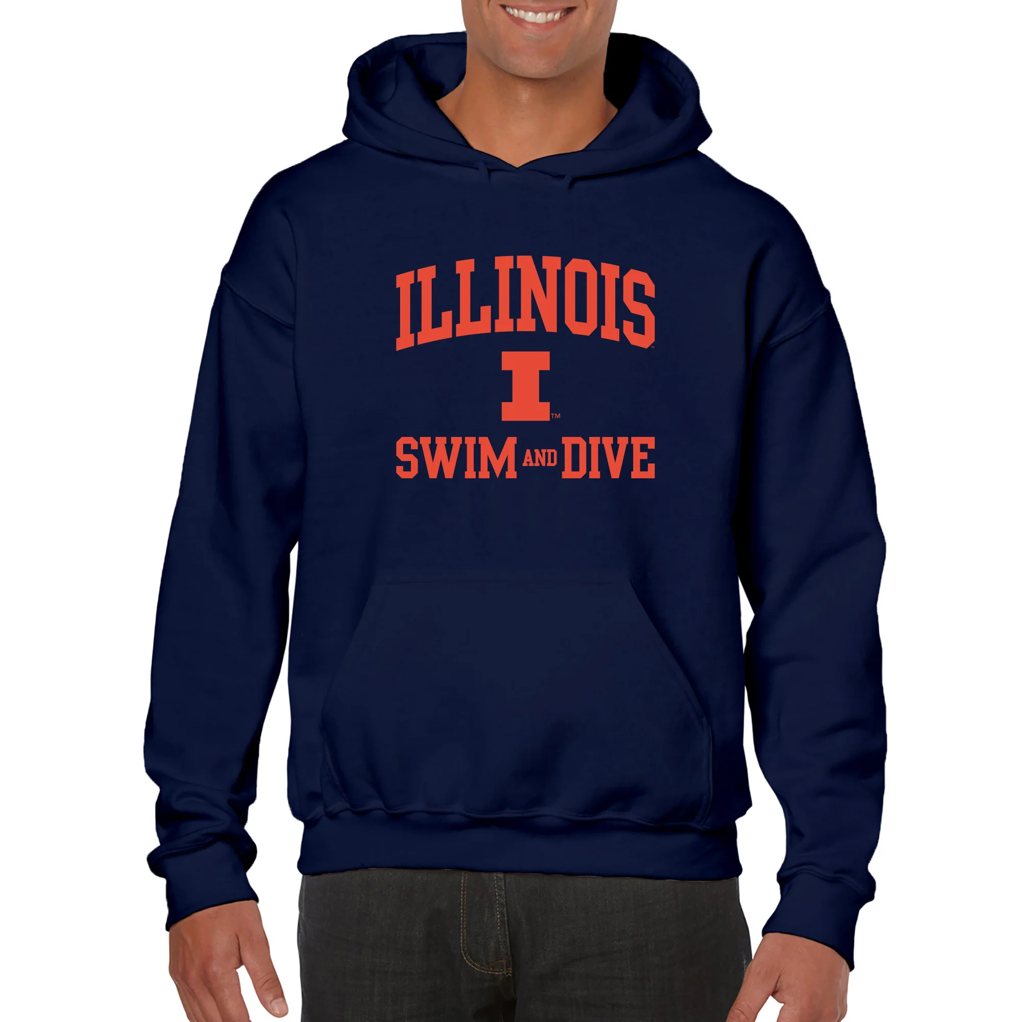 Illinois Arch Logo Swim & Dive Hoodie - Navy - Image 3