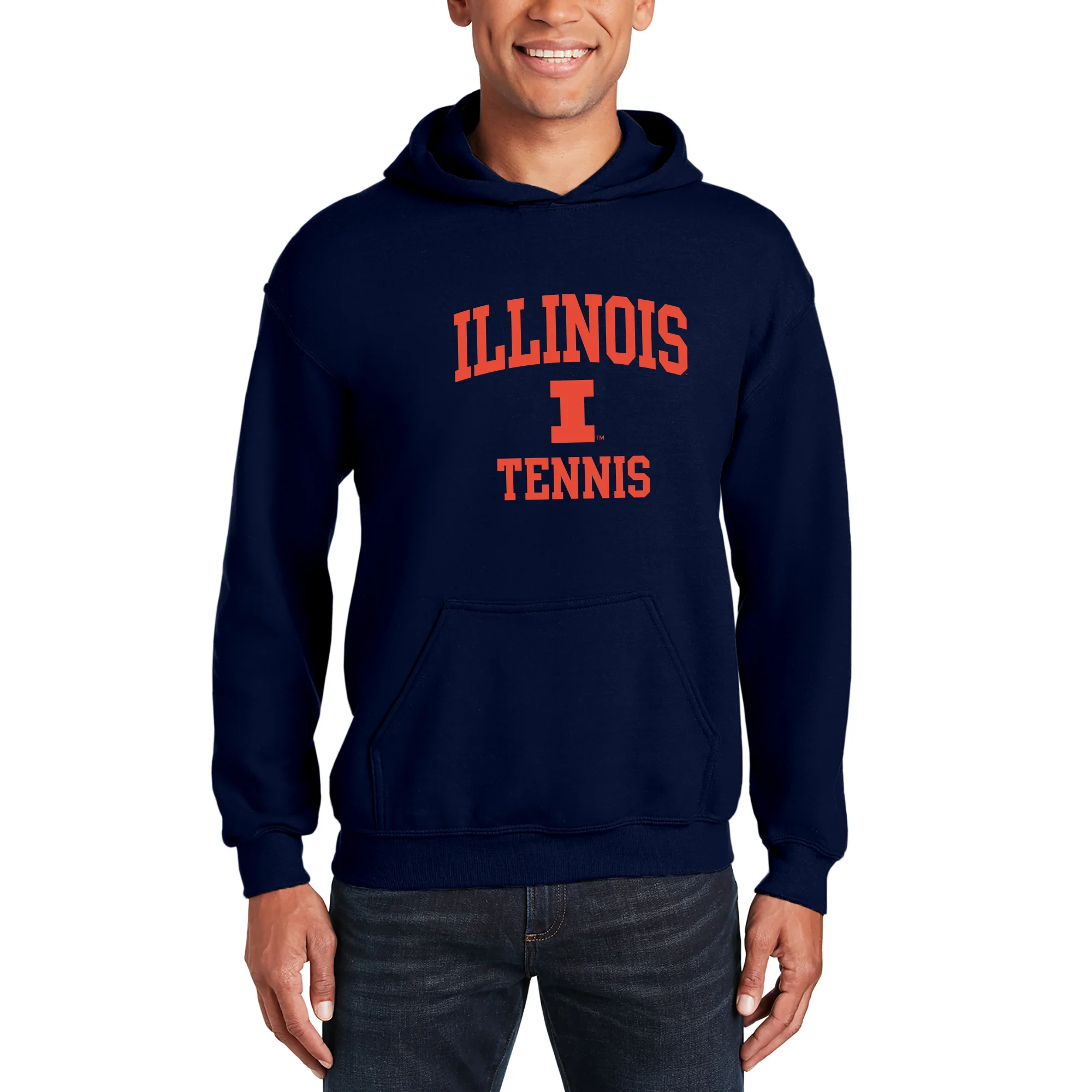 Illinois Arch Logo Tennis Hoodie - Navy - Image 3