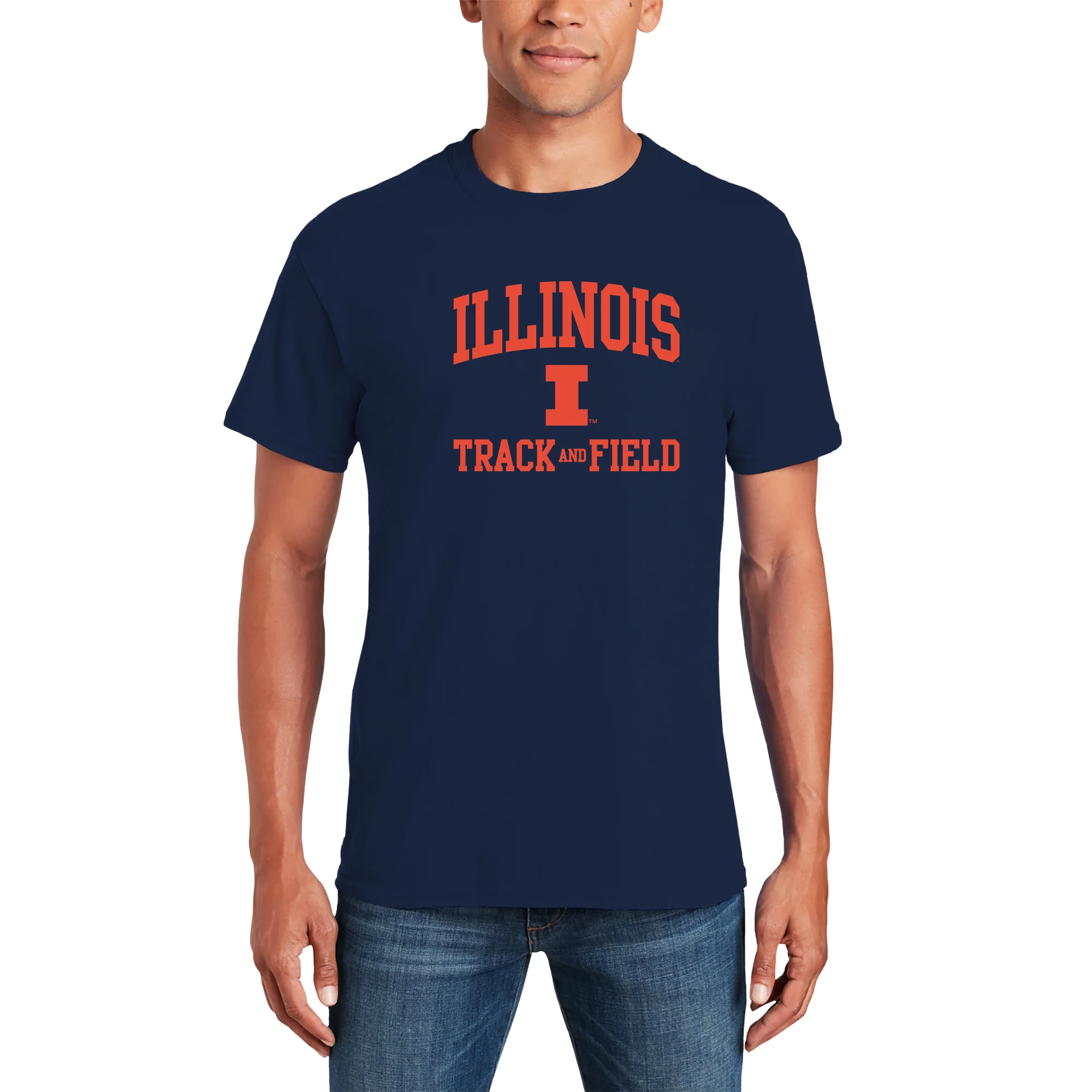 Illinois Arch Logo Track & Field T-Shirt - Navy - Image 3