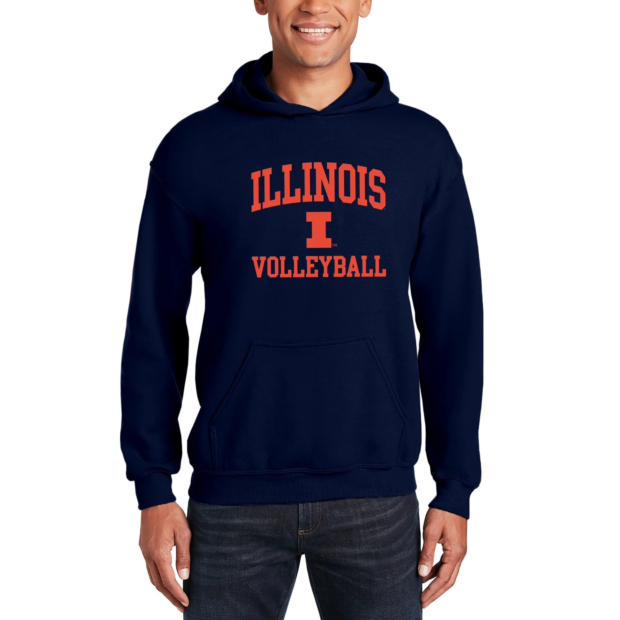 Illinois Arch Logo Volleyball Hoodie - Navy - Image 3