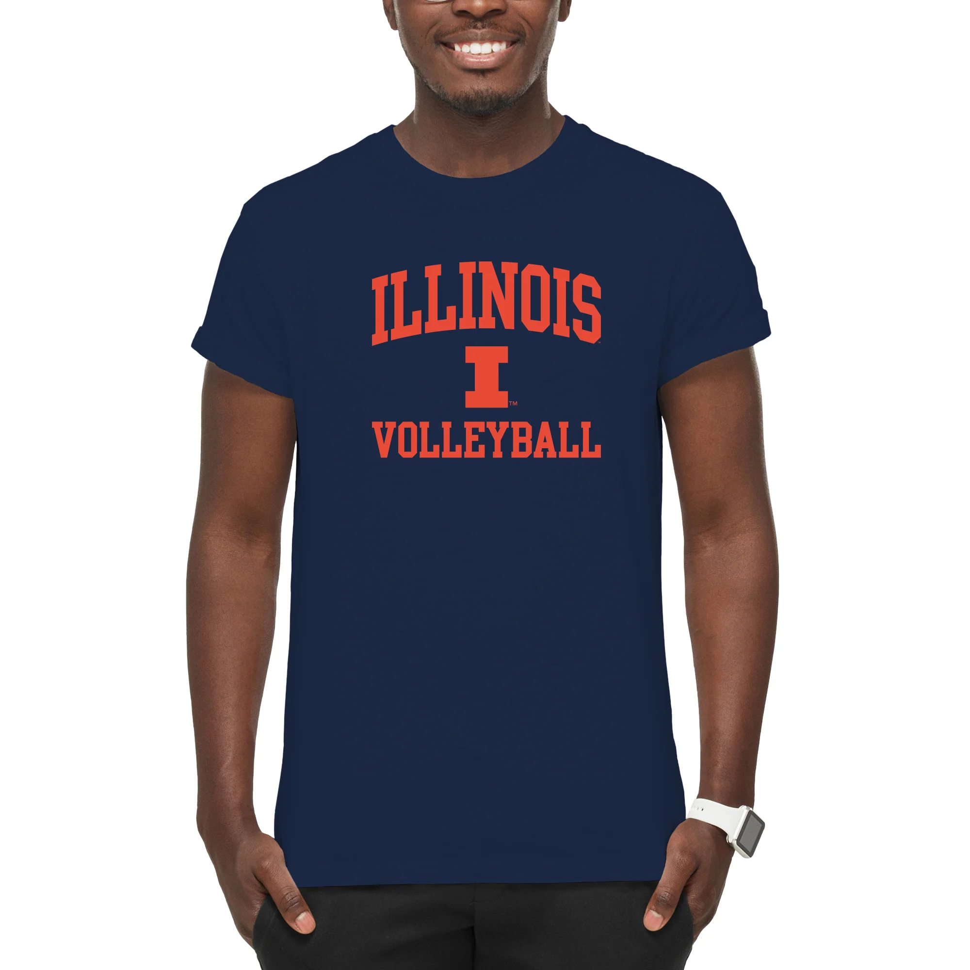 Illinois Arch Logo Volleyball T-Shirt - Navy - Image 3