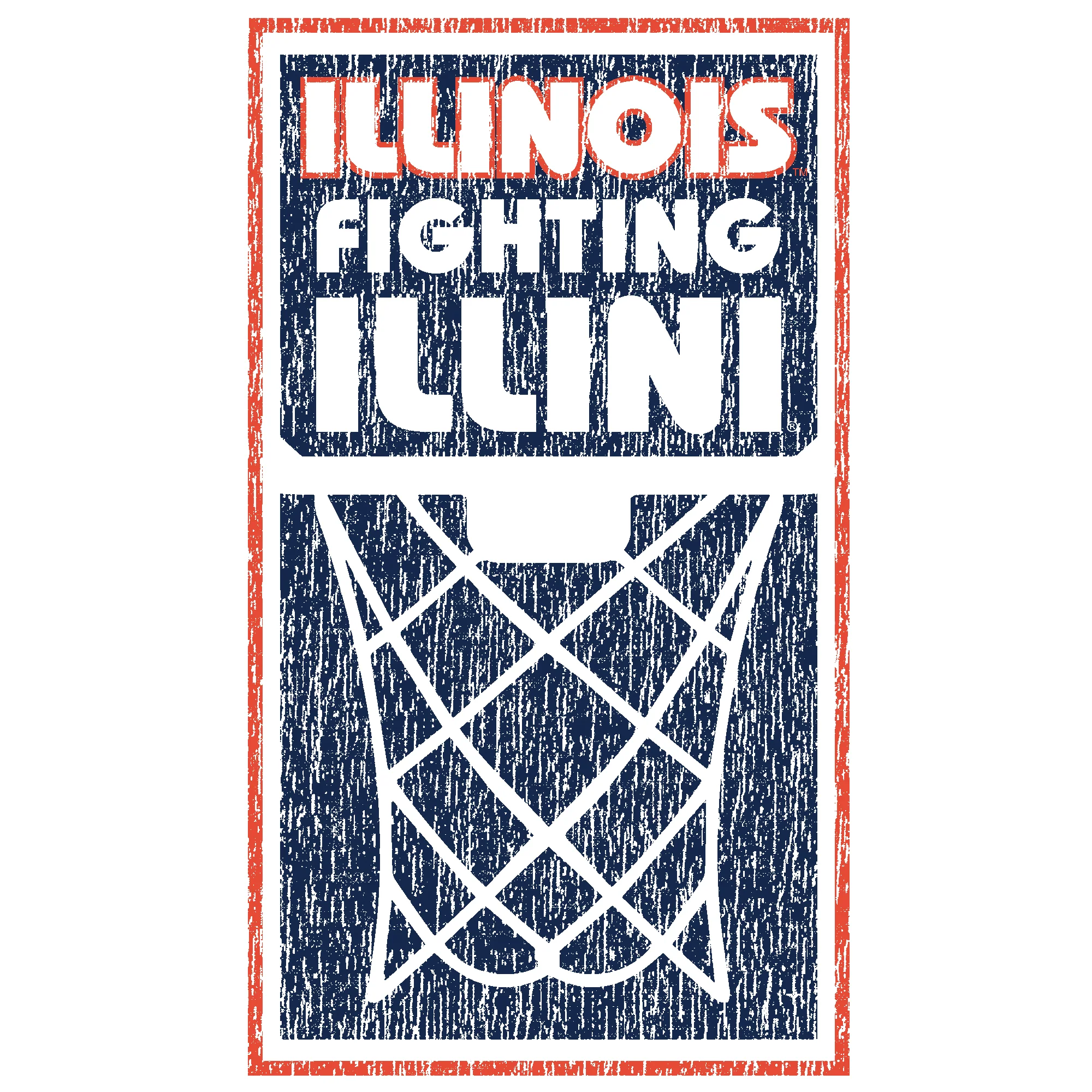 Illinois Fighting Illini Basketball Net Block T Shirt - White - Image 2