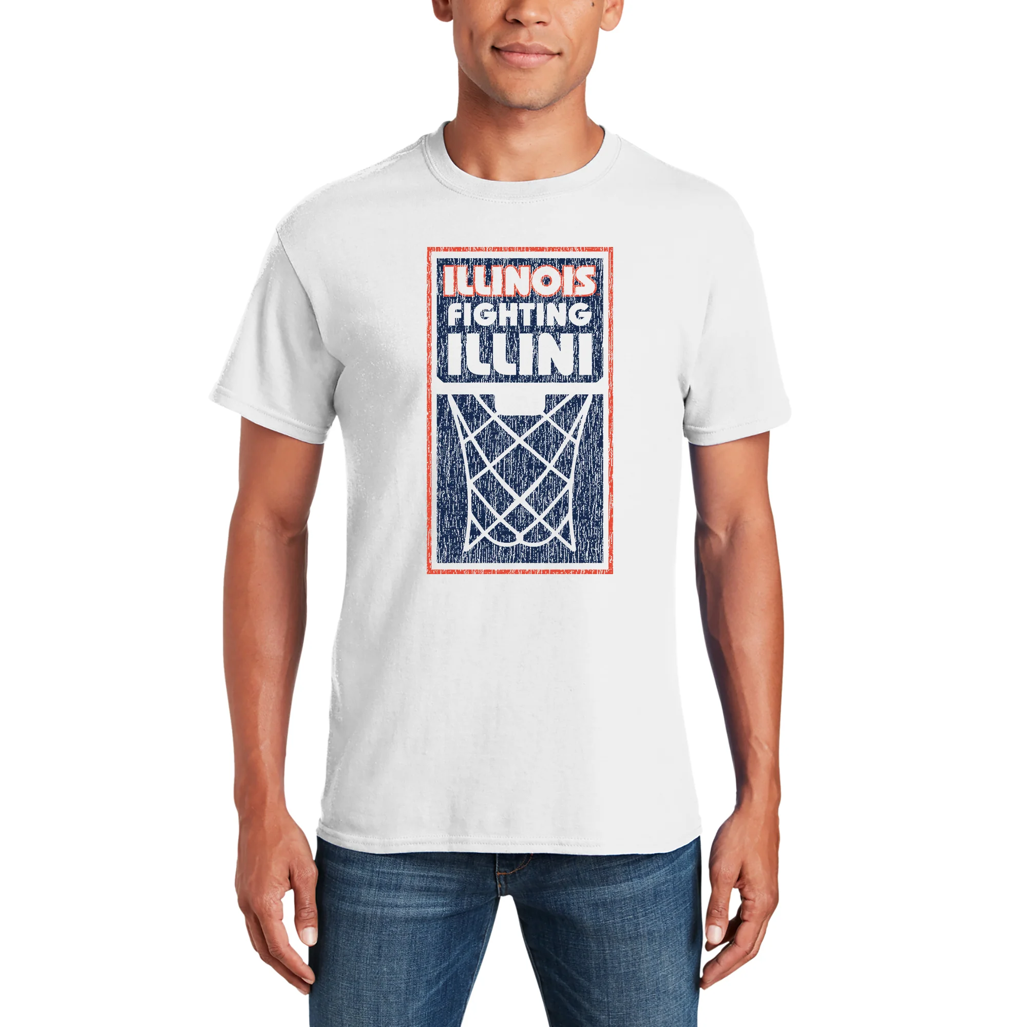 Illinois Fighting Illini Basketball Net Block T Shirt - White - Image 3