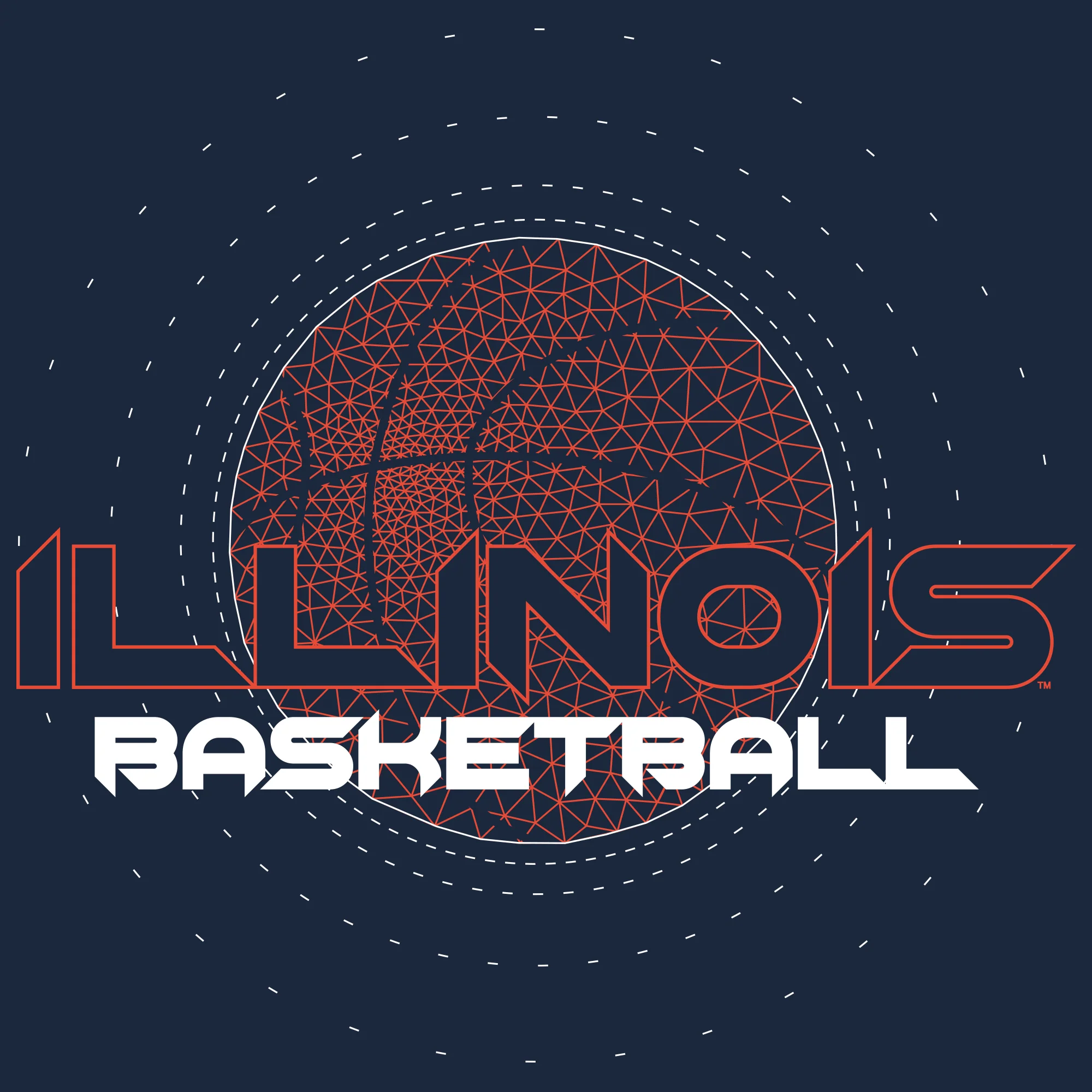 Illinois Basketball Rezzed - Premium Cotton Tee - Midnight Navy - Image 2
