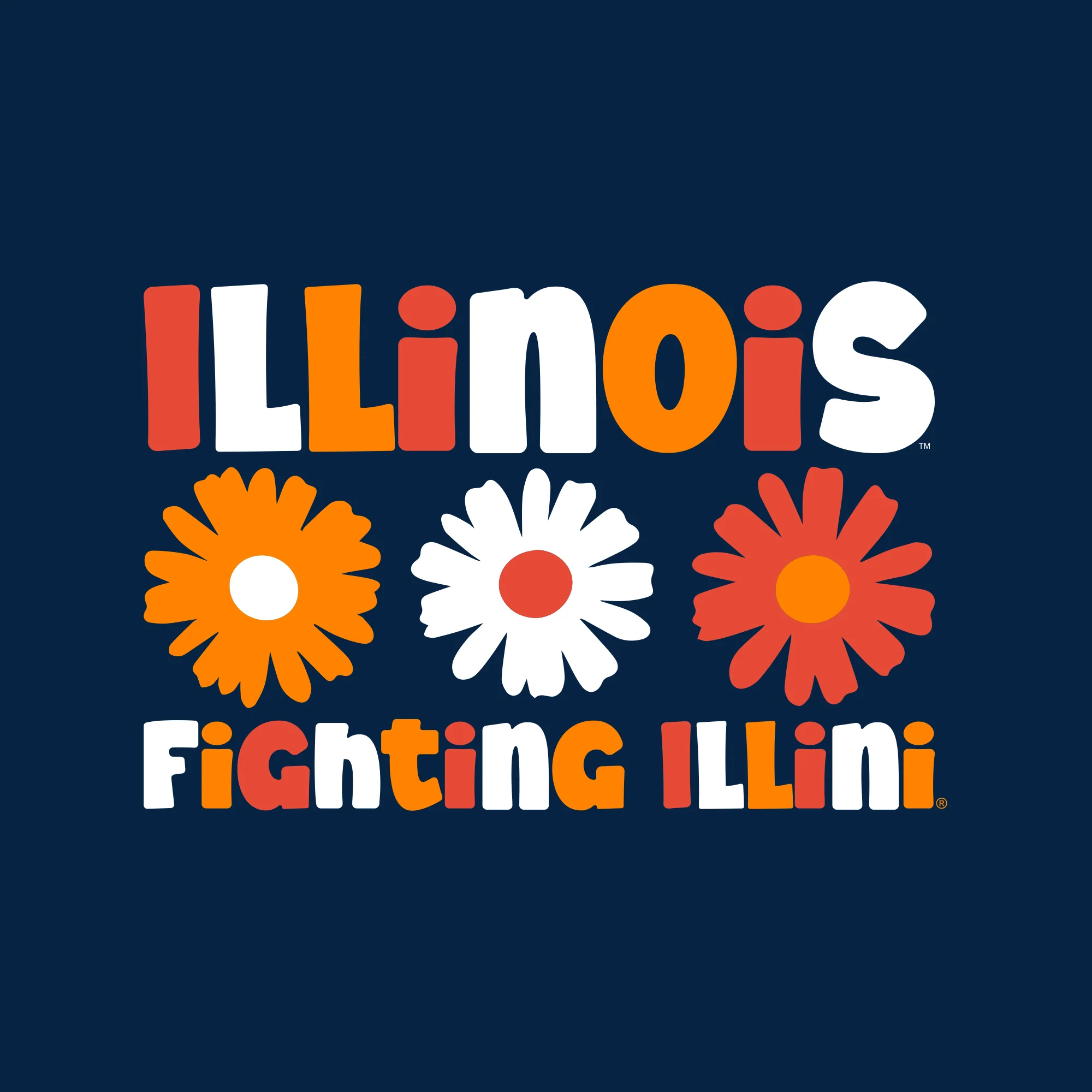 Illinois Daisy Dot Youth T-Shirt - Navy - Image 2