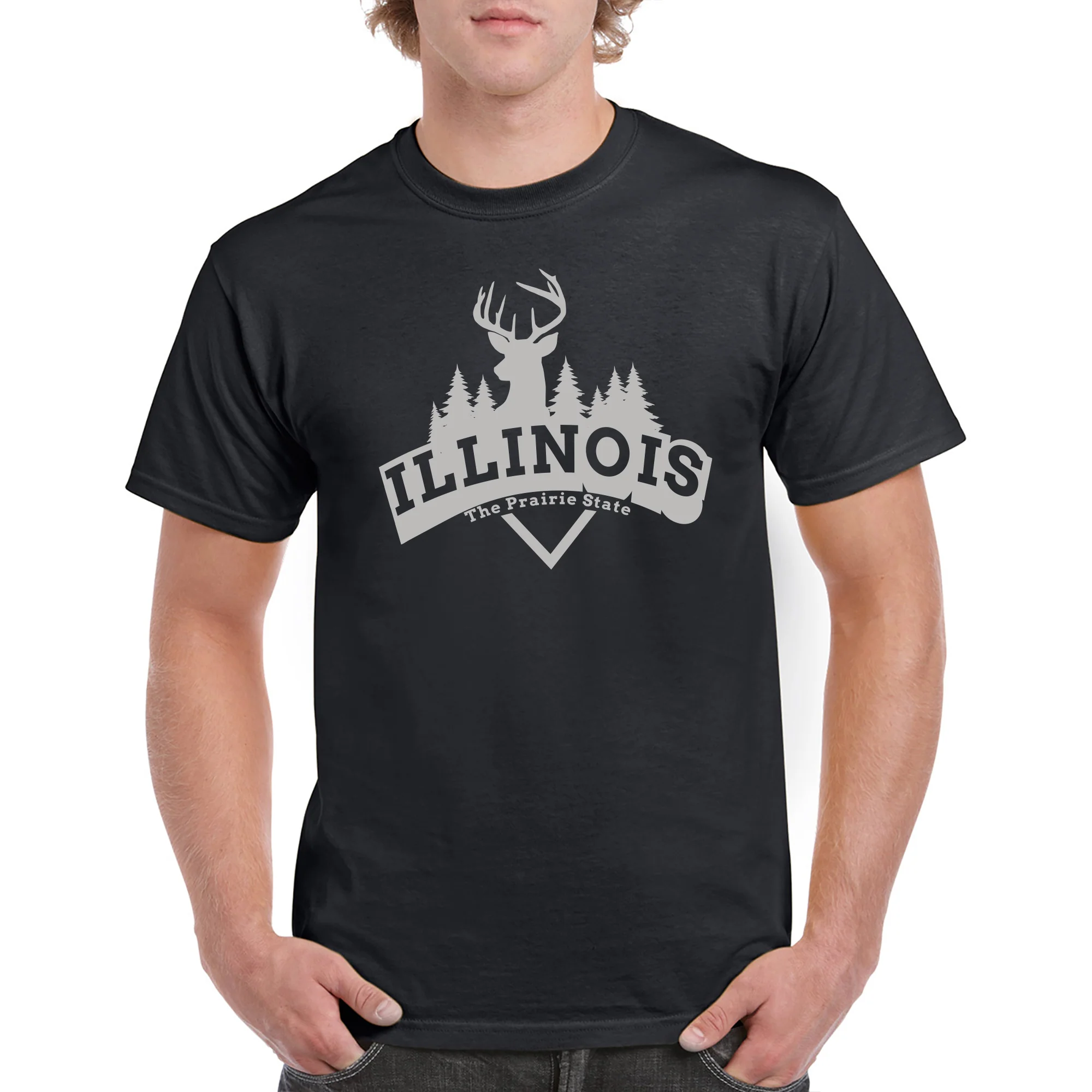 Illinois Deer Arch T-Shirt - Black - Image 3