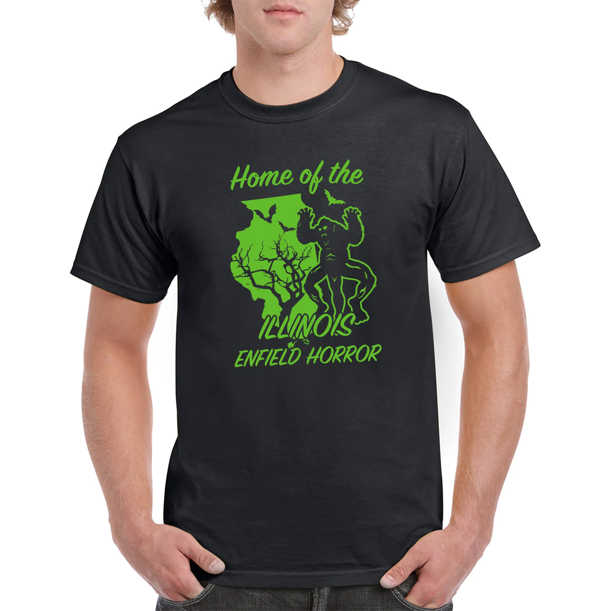 Illinois Enfield Horror Cryptid T-Shirt - Black - Image 3