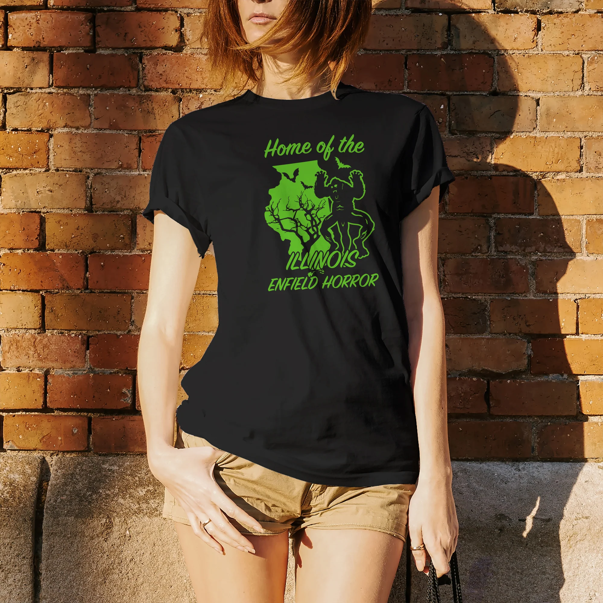 Illinois Enfield Horror Cryptid T-Shirt - Black - Image 4