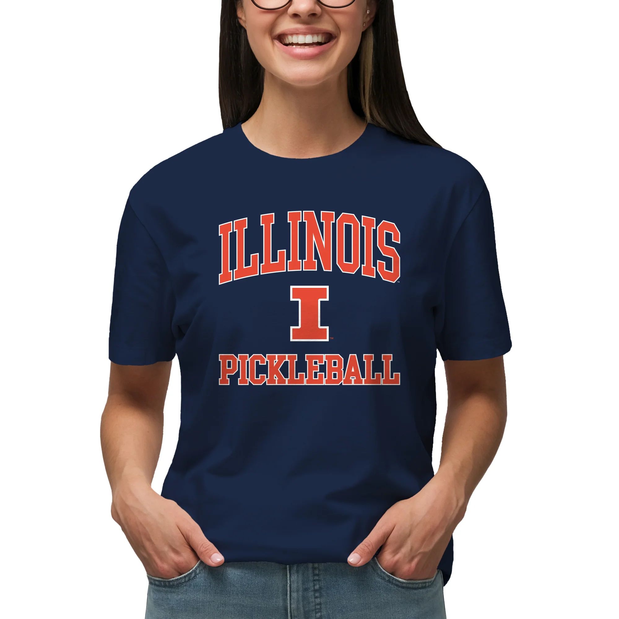 Illinois Fighting Illini Arch Logo Pickleball T-Shirt - Navy - Image 4
