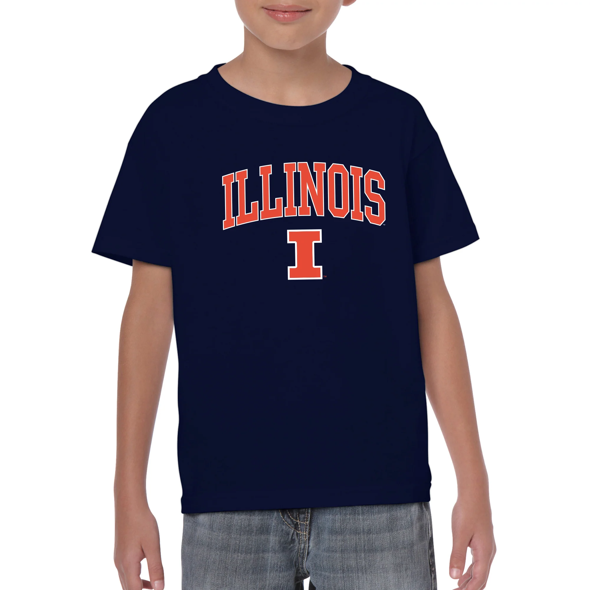 Illinois Fighting Illini Arch Logo Youth T-Shirt - Navy - Image 3
