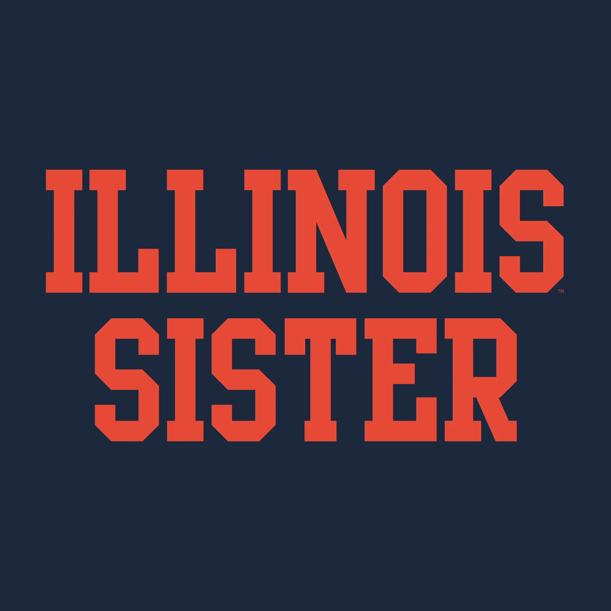 Illinois Fighting Illini Basic Block Sister Premium Cotton T Shirt - Midnight Navy - Image 2