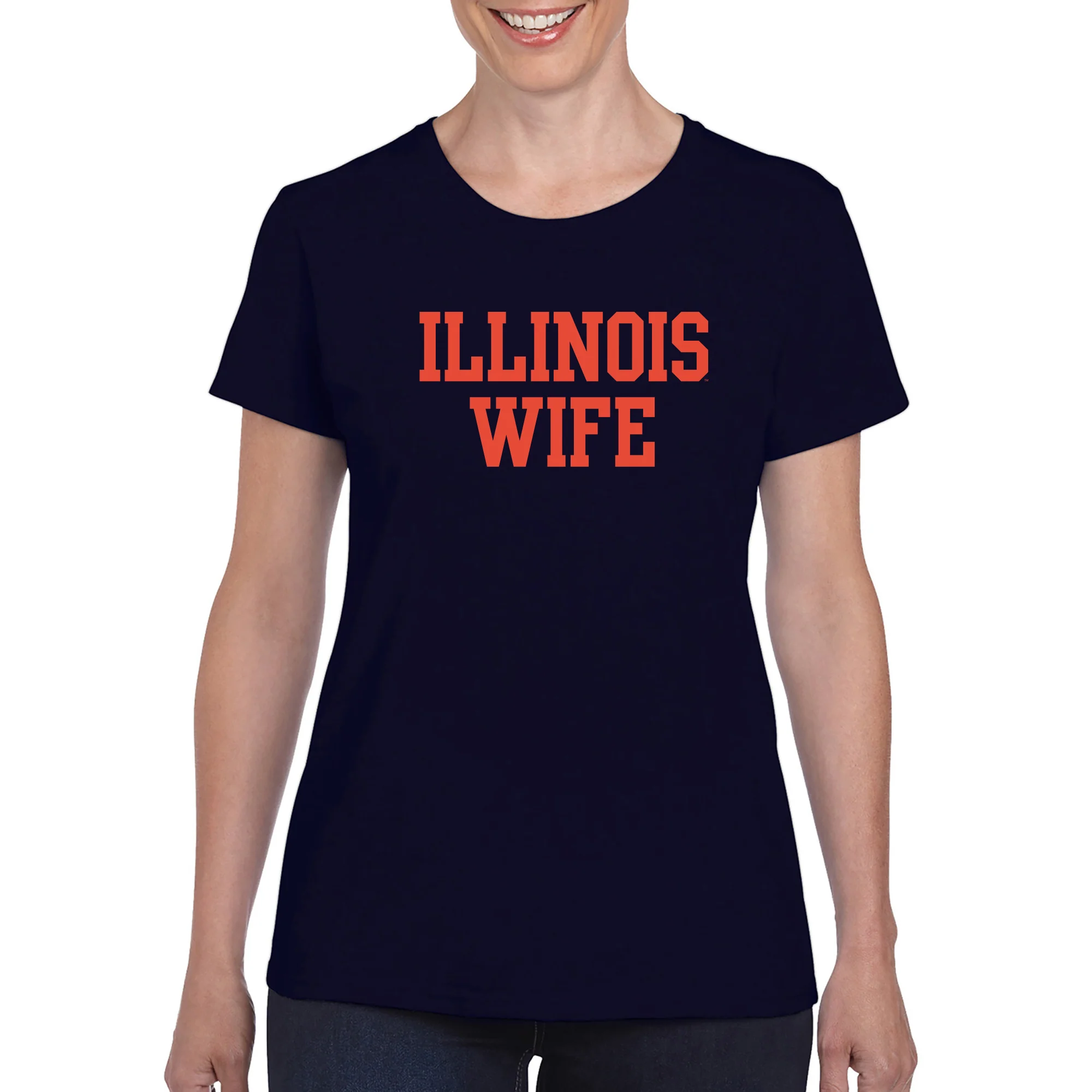 Illinois Fighting Illini Basic Block Wife Women's T Shirt - Navy - Image 5