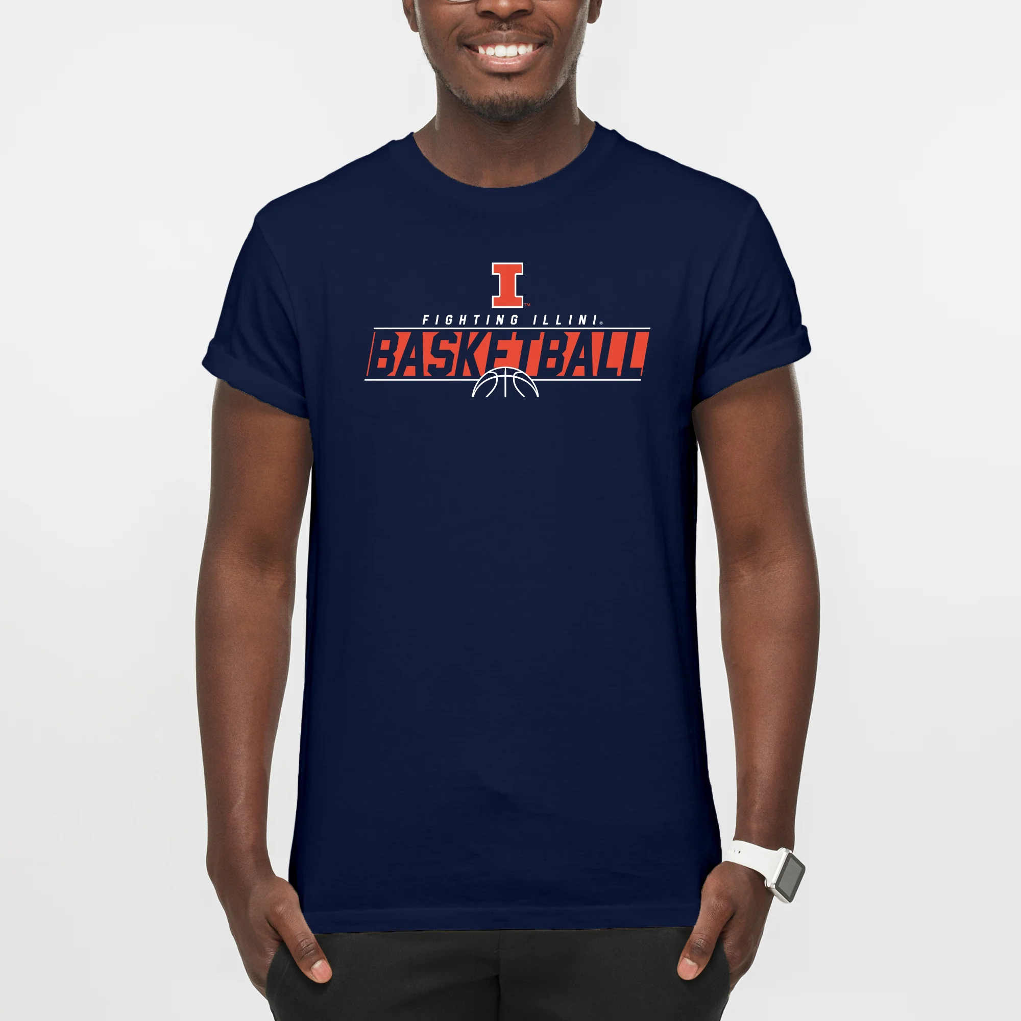 Illinois Fighting Illini Basketball Charge T-Shirt - Navy - Image 3