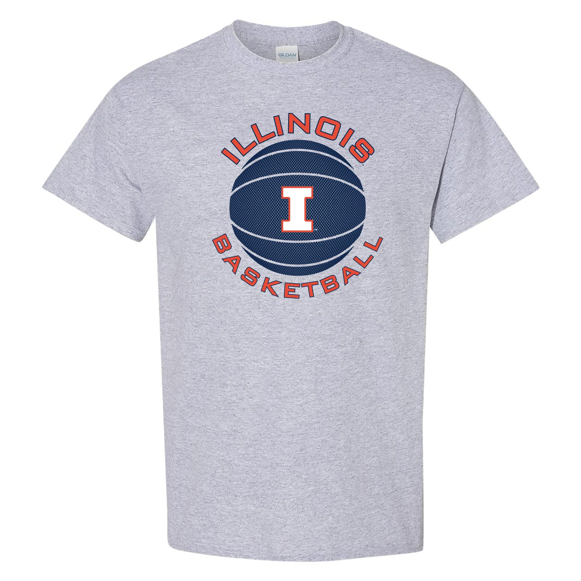 Illinois Fighting Illini Basketball Circle Logo Cotton T-Shirt - Sport Grey