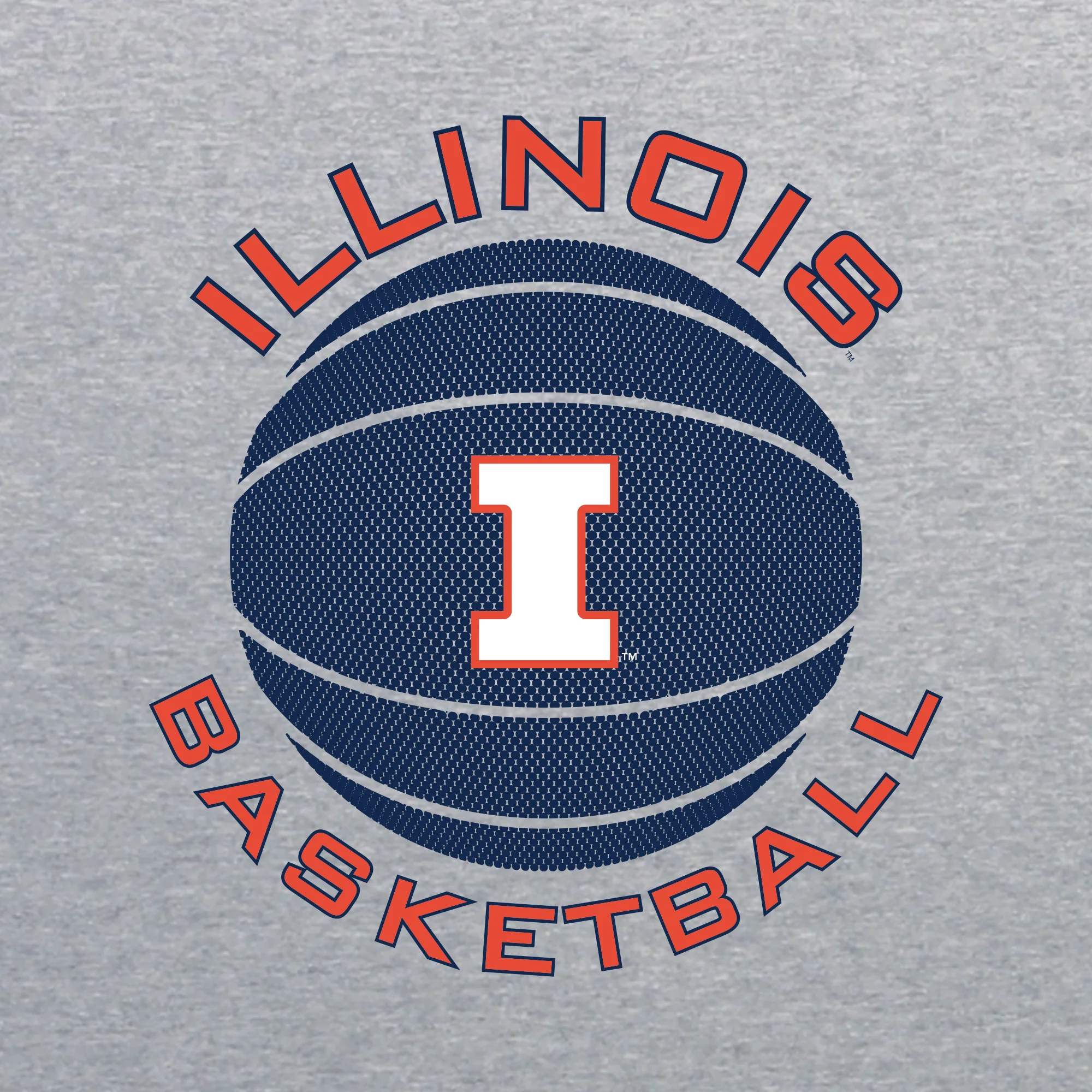 Illinois Fighting Illini Basketball Circle Logo Cotton T-Shirt - Sport Grey - Image 2