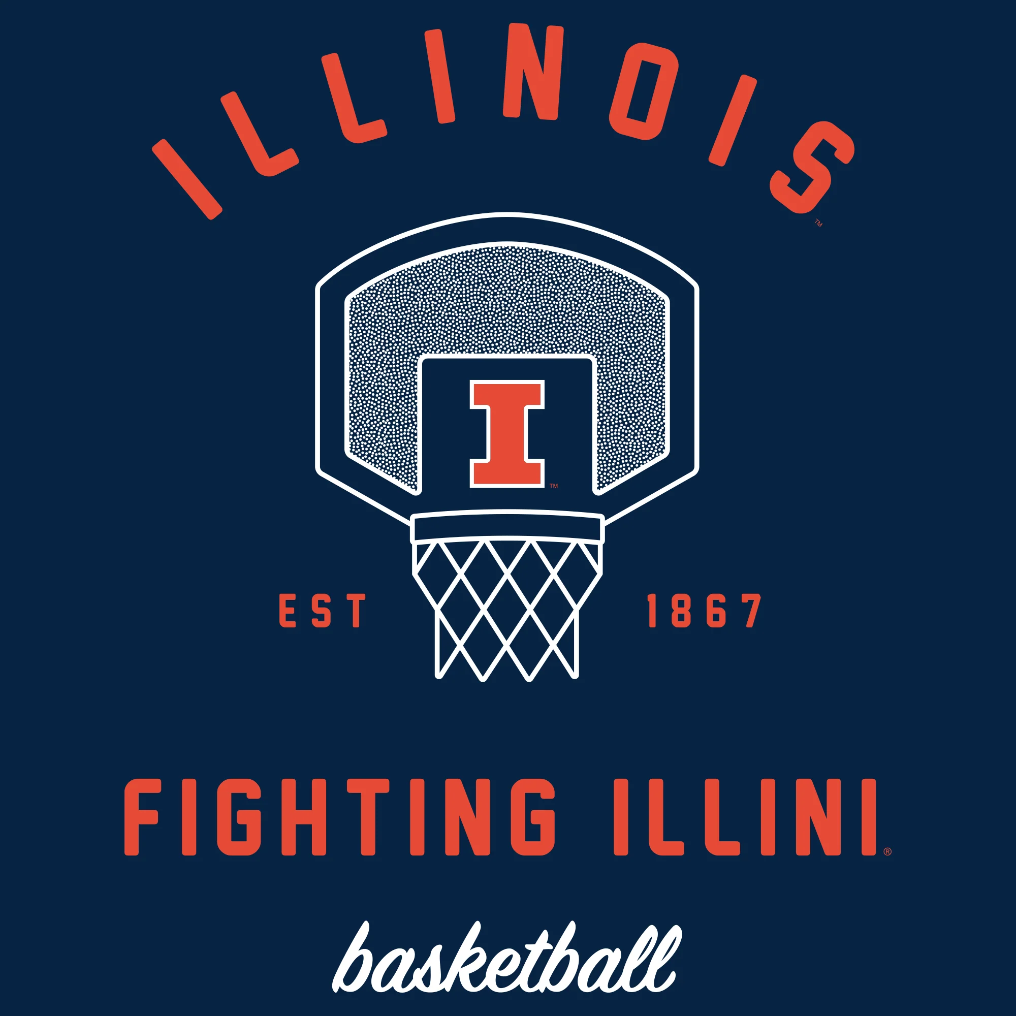 Illinois Fighting Illini Basketball Net T Shirt - Navy - Image 2