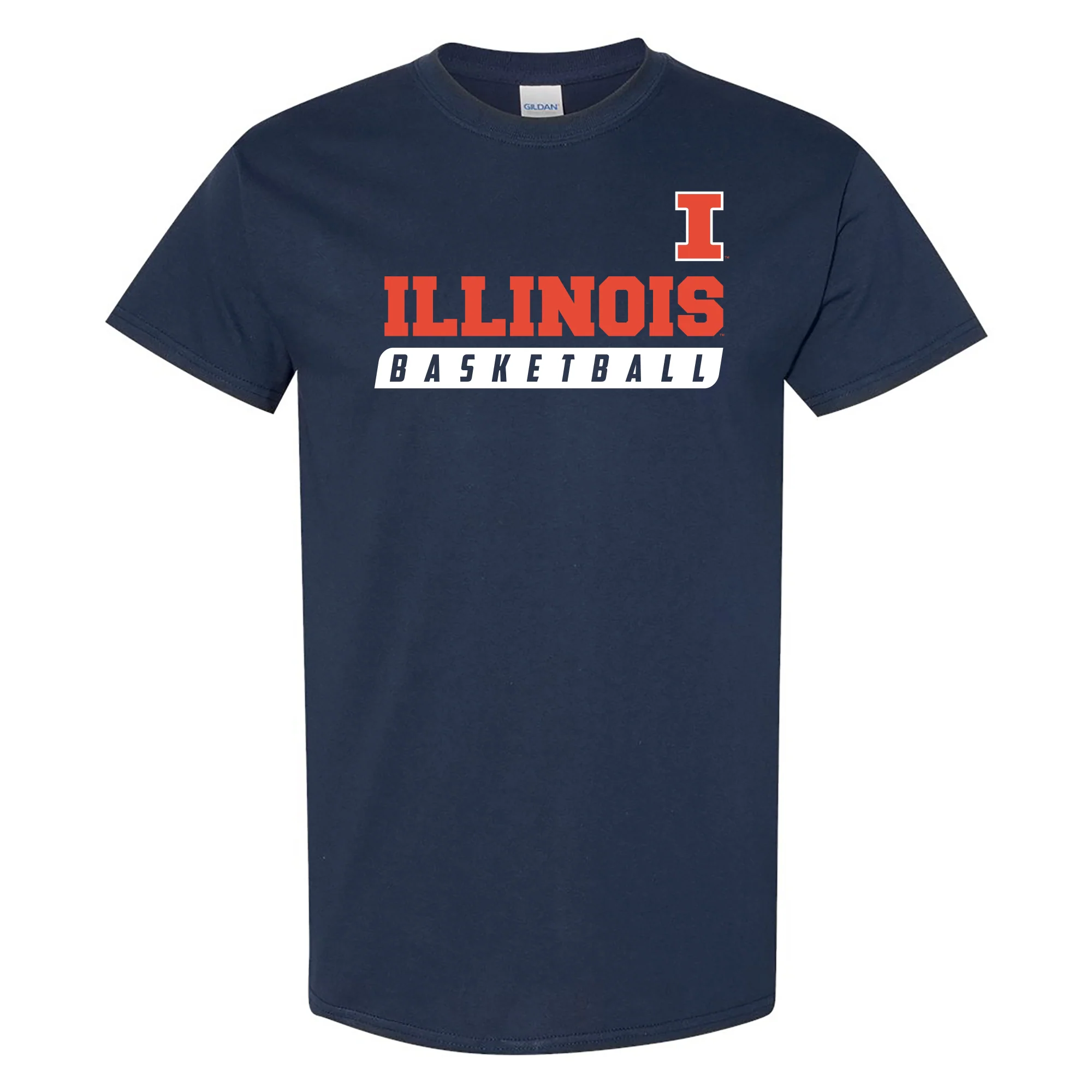 Illinois Fighting Illini Basketball Slant Cotton T-Shirt - Navy