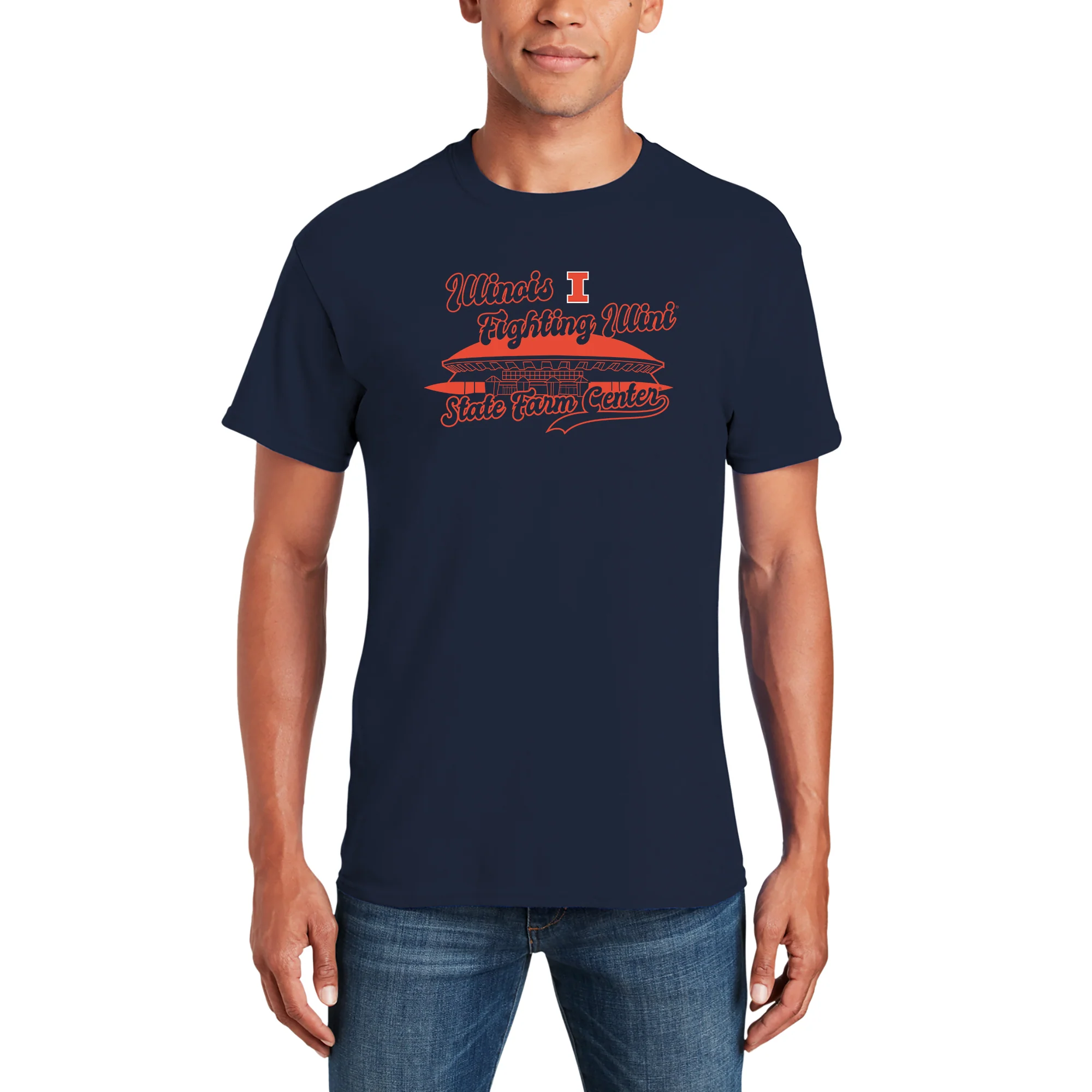 Illinois Fighting Illini Basketball State Farm Center T-Shirt - Navy - Image 3