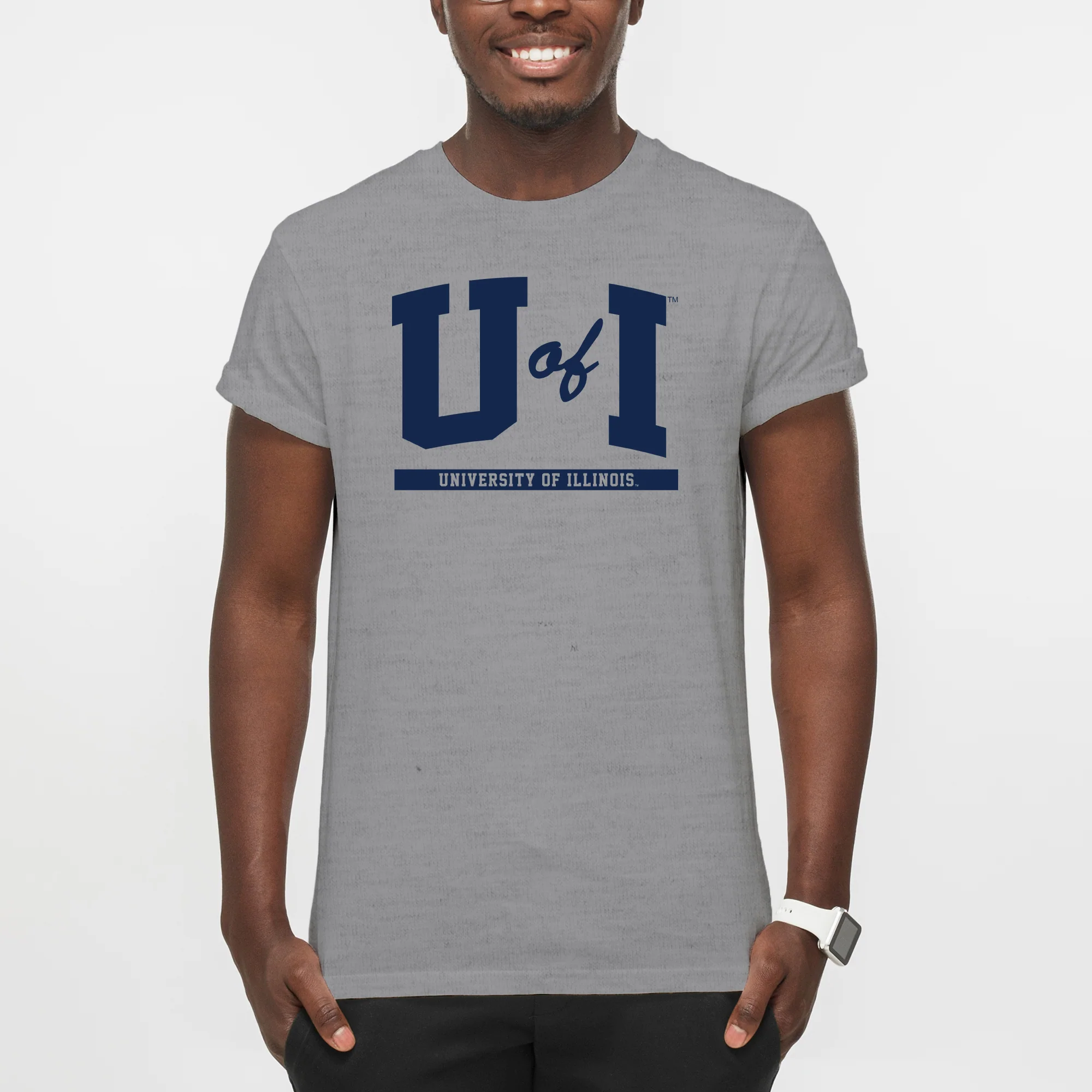 Illinois Fighting Illini Initial Arch T-Shirt - Sport Grey - Image 3