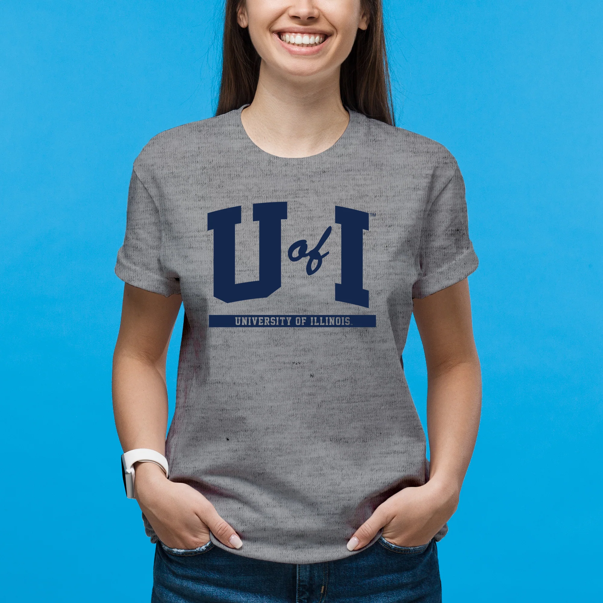 Illinois Fighting Illini Initial Arch T-Shirt - Sport Grey - Image 4