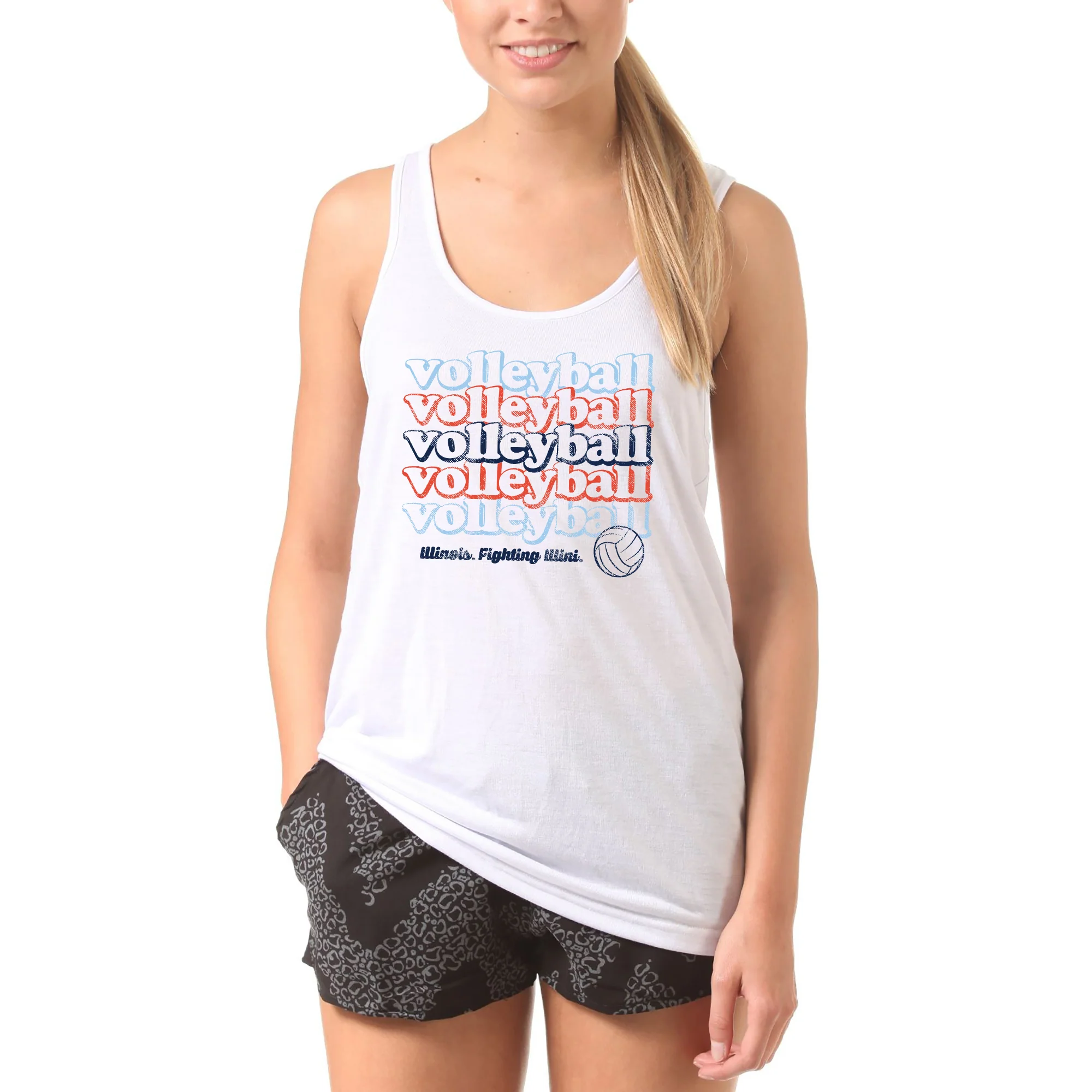 Illinois Fighting Illini Volleyball Repeat Tank Top - White - Image 3
