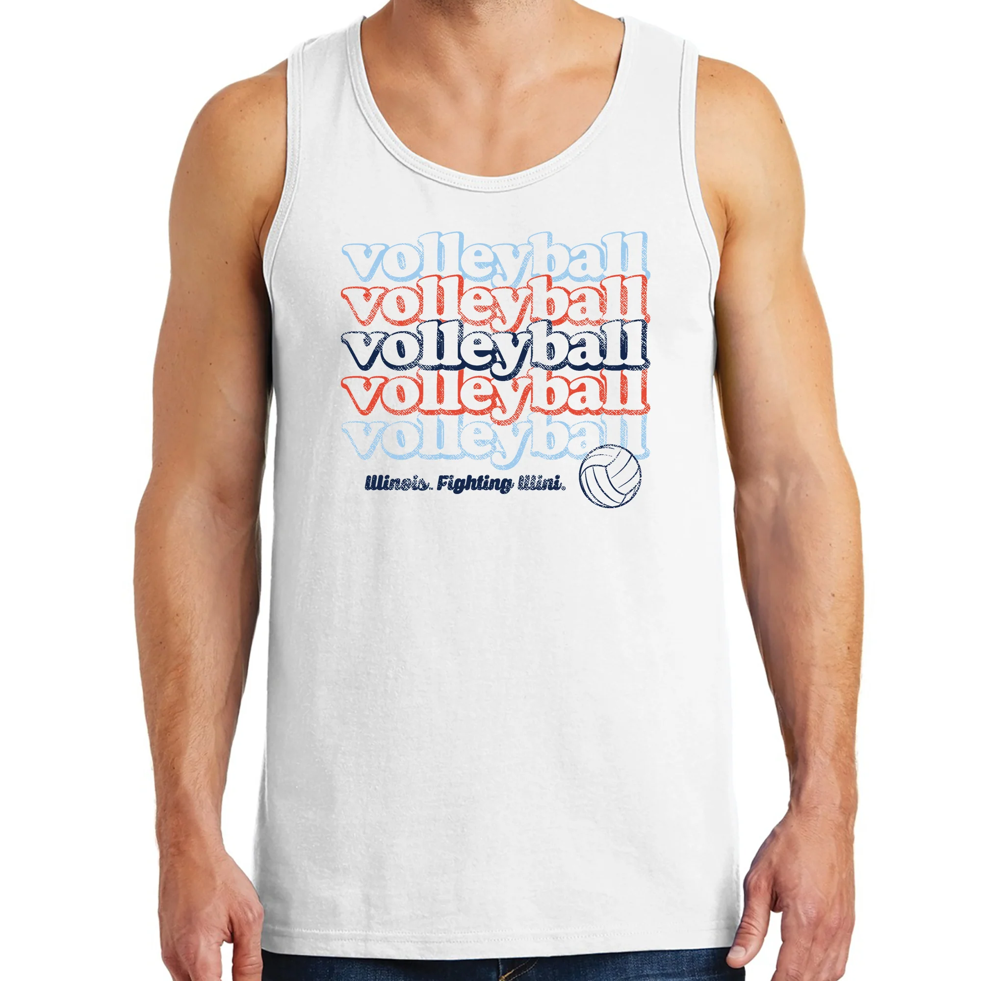Illinois Fighting Illini Volleyball Repeat Tank Top - White - Image 4