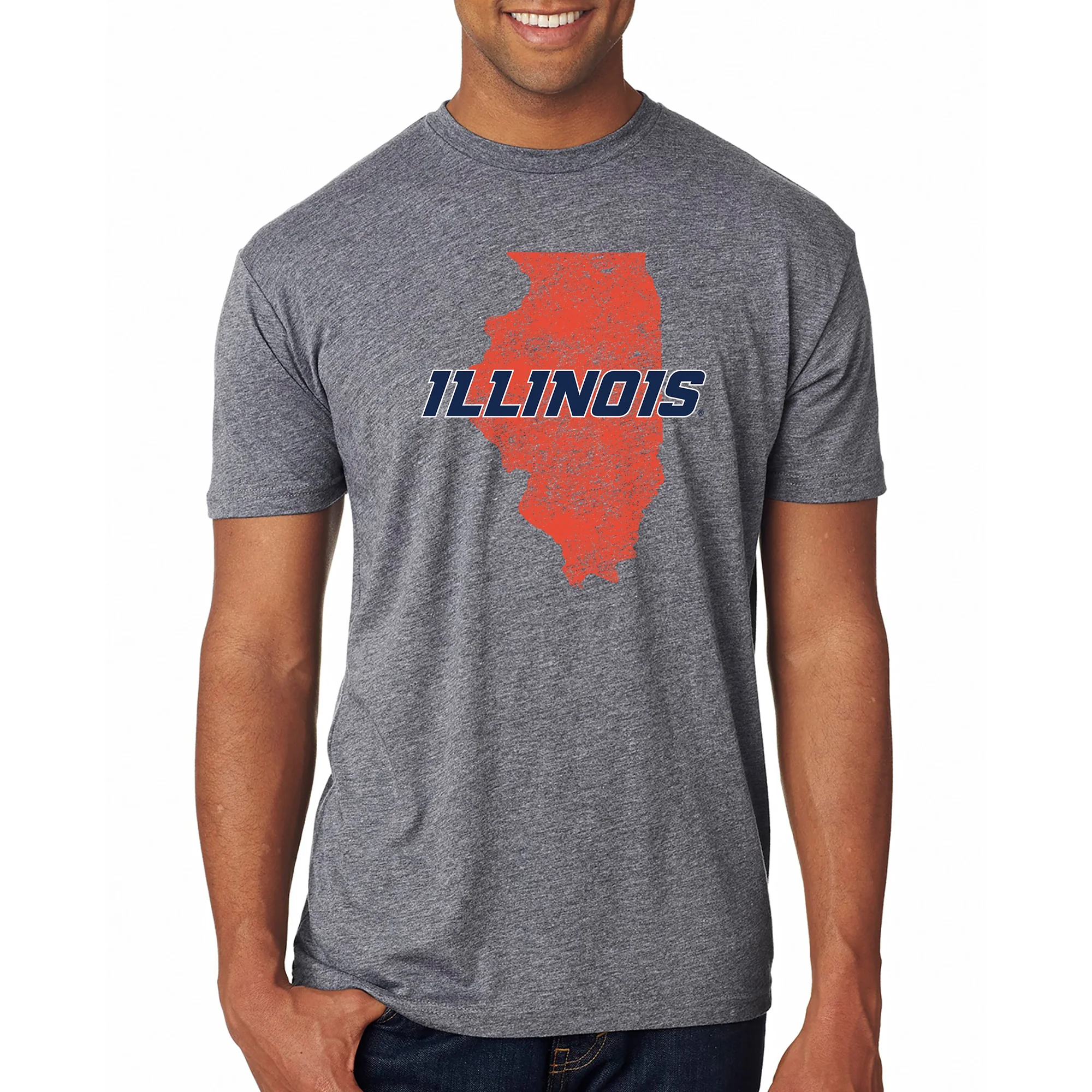 Illinois IL Silhouette Logo NLA Triblend T-Shirt - Premium Heather - Image 4
