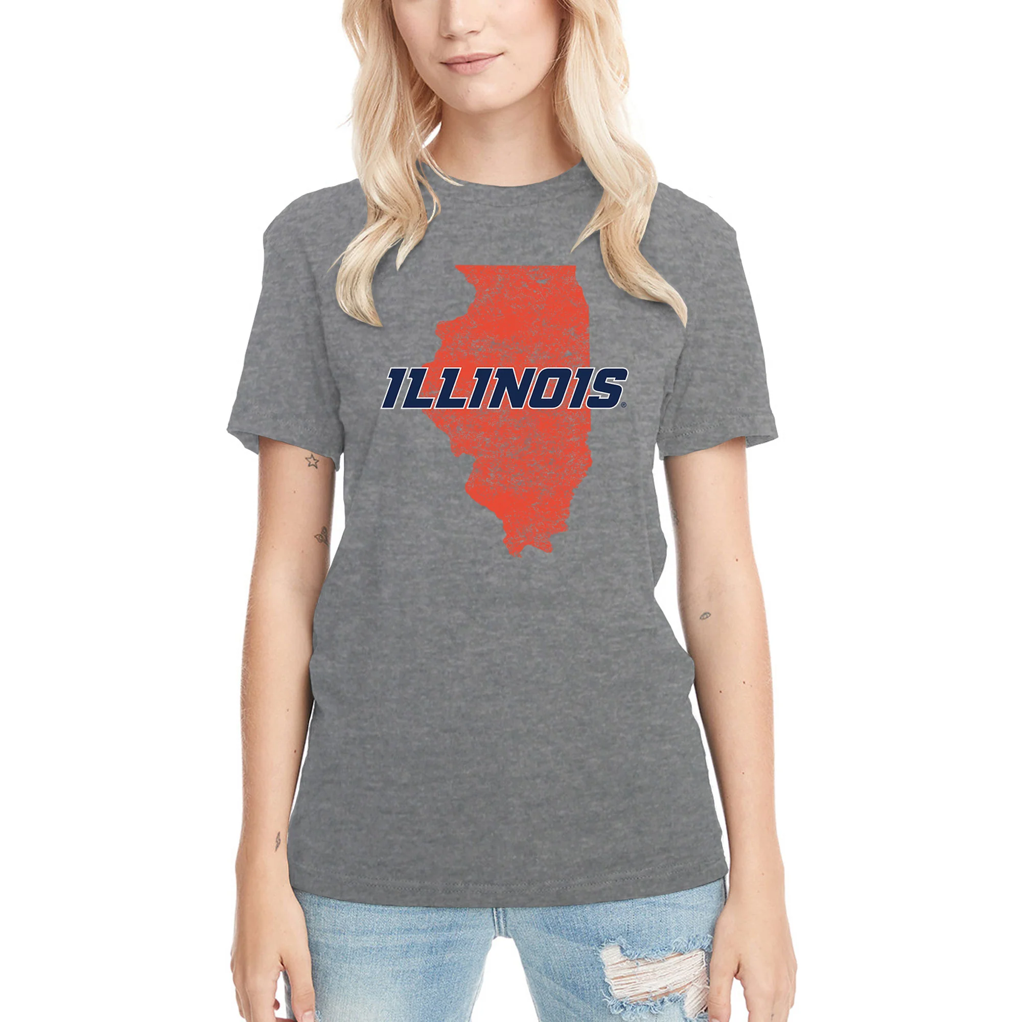 Illinois IL Silhouette Logo NLA Triblend T-Shirt - Premium Heather - Image 5